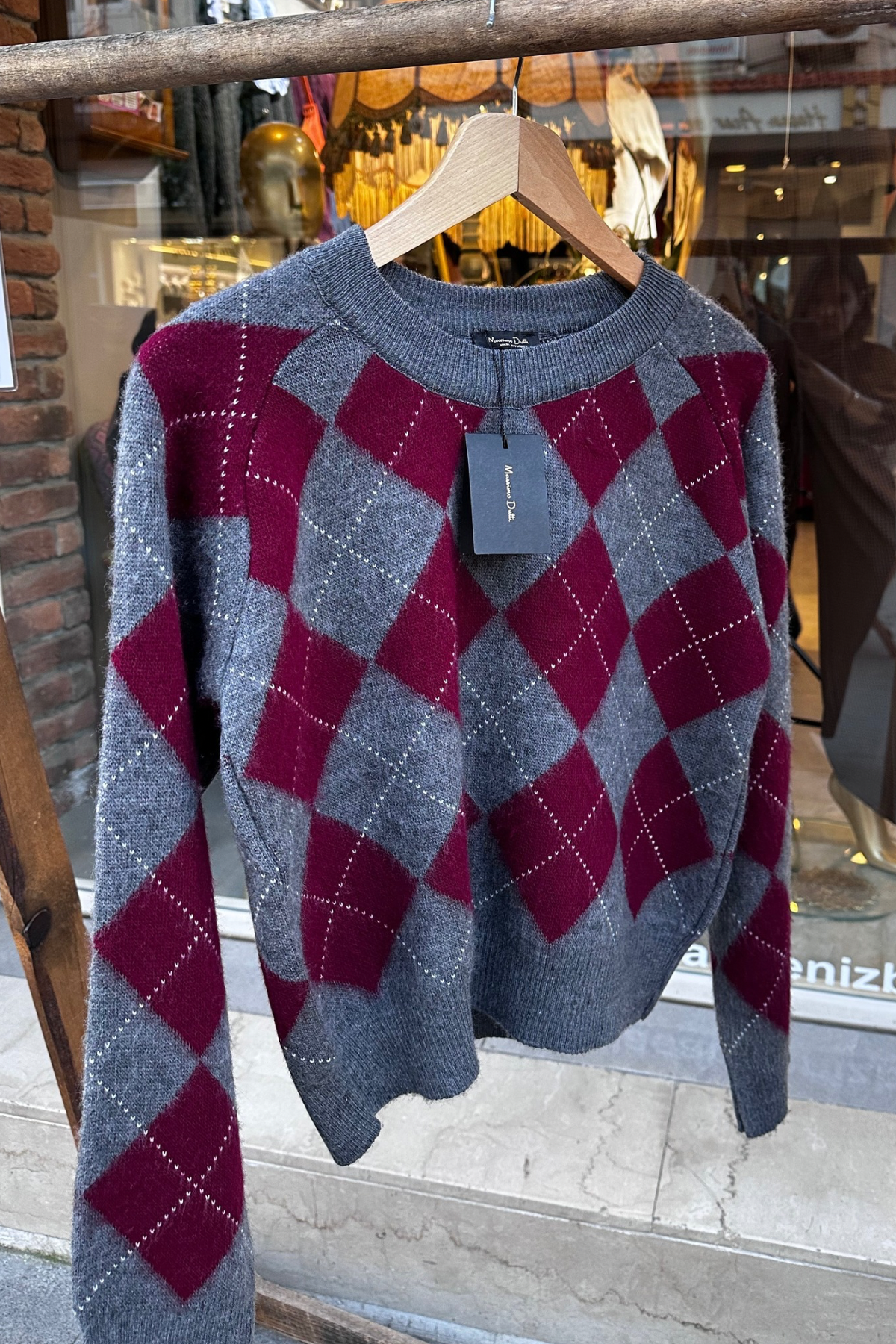 Baklava Desen gri-bordo