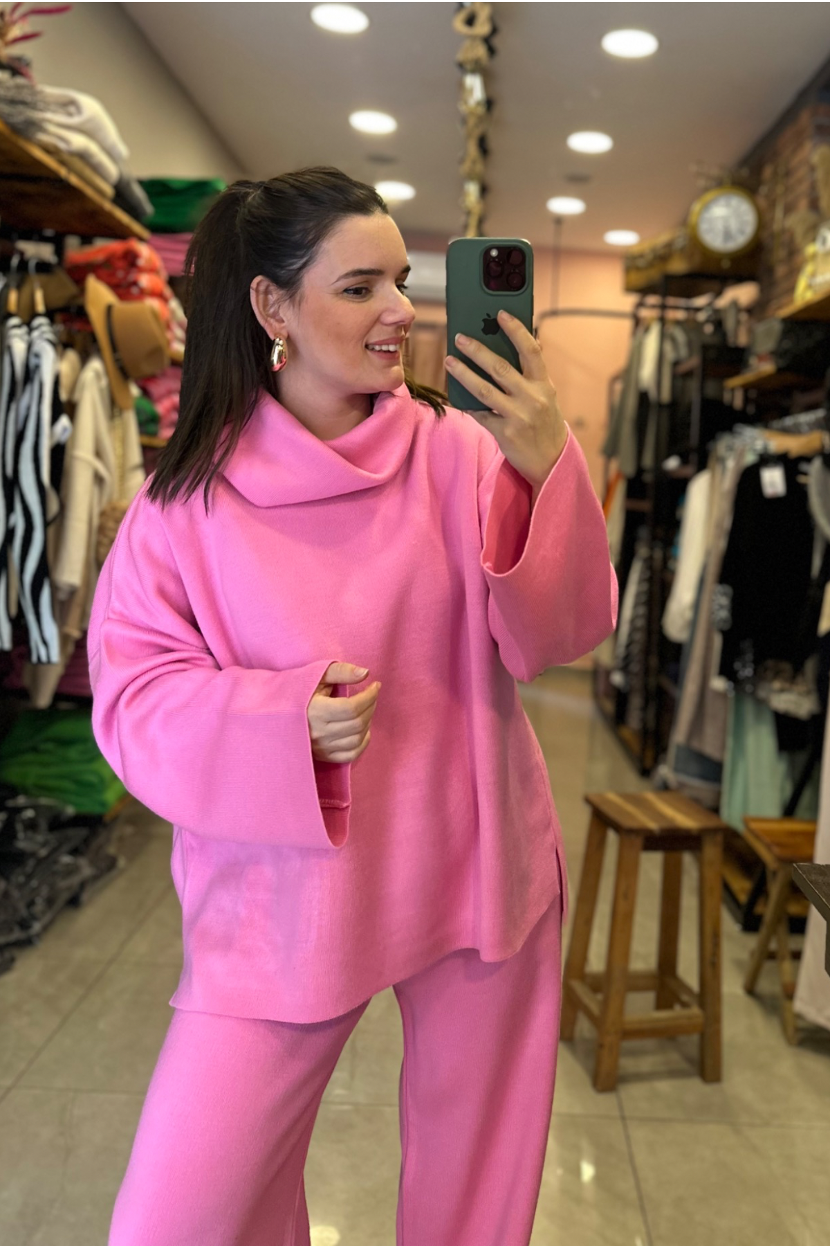 Balıkçı Yaka Pembe Triko