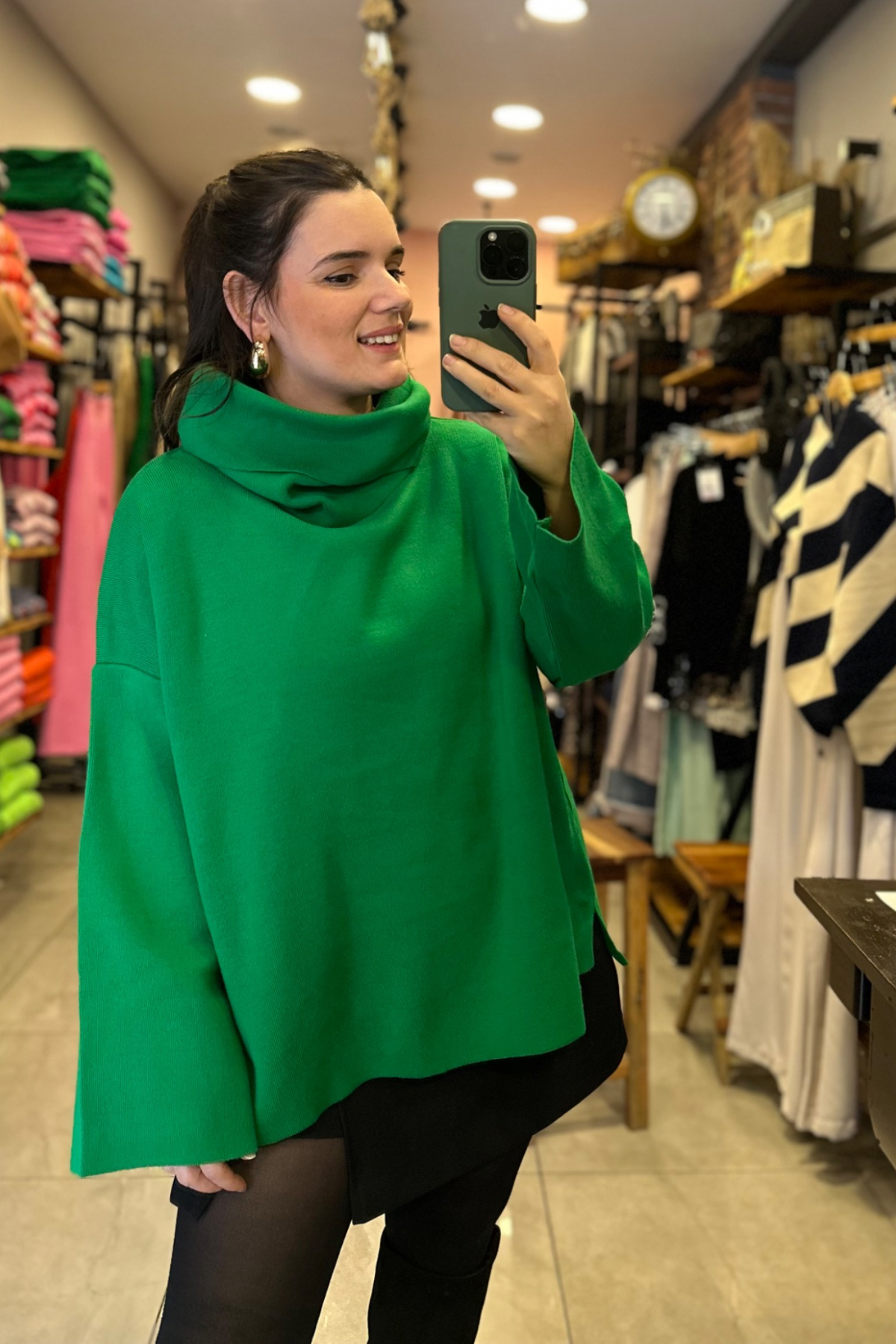 Balıkçı Yaka Yeşil Triko