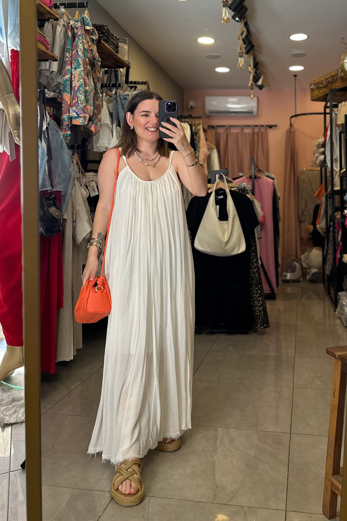 Beyaz Astarlı Salaş Elbise