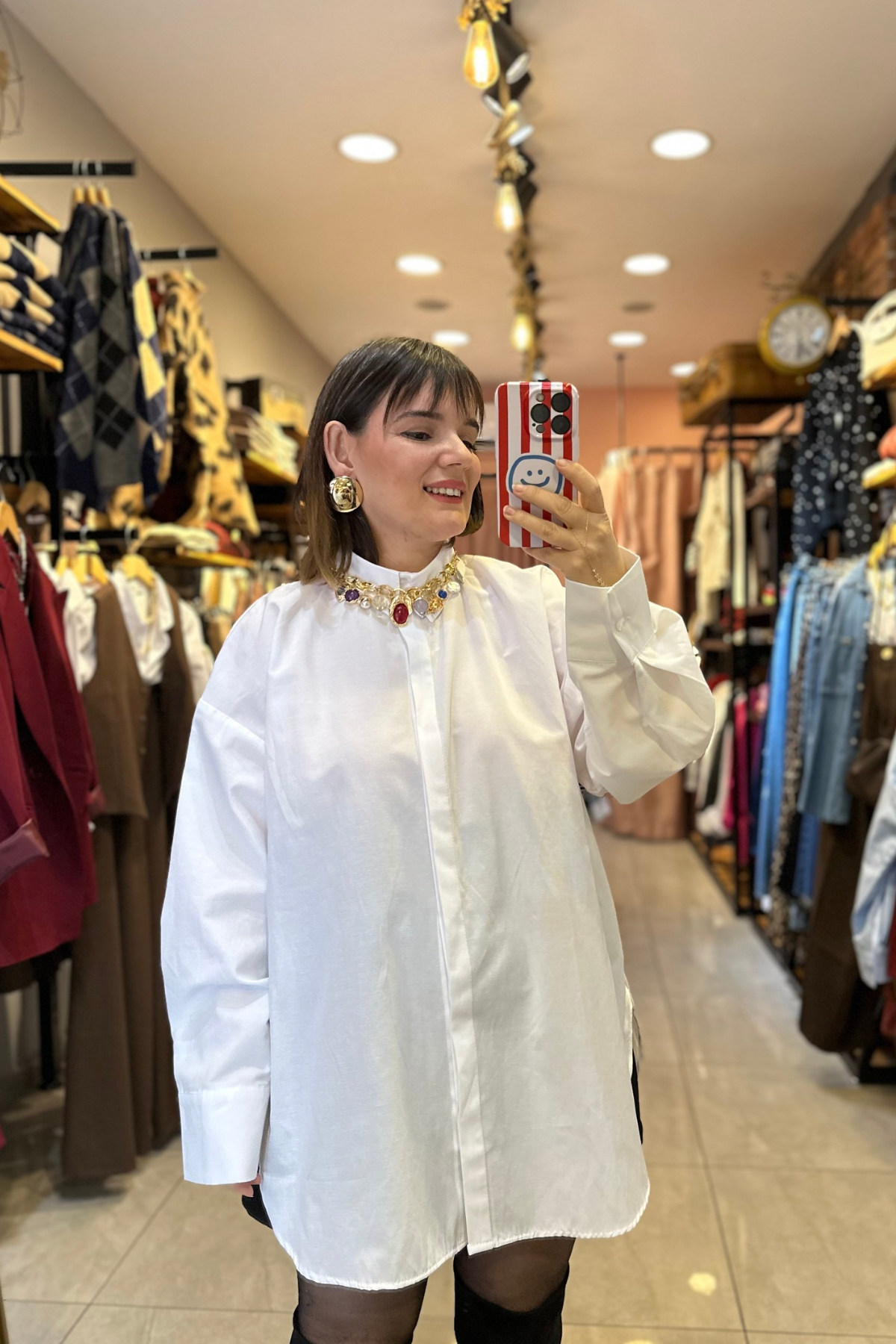 Beyaz Oversize Poplin Gömlek