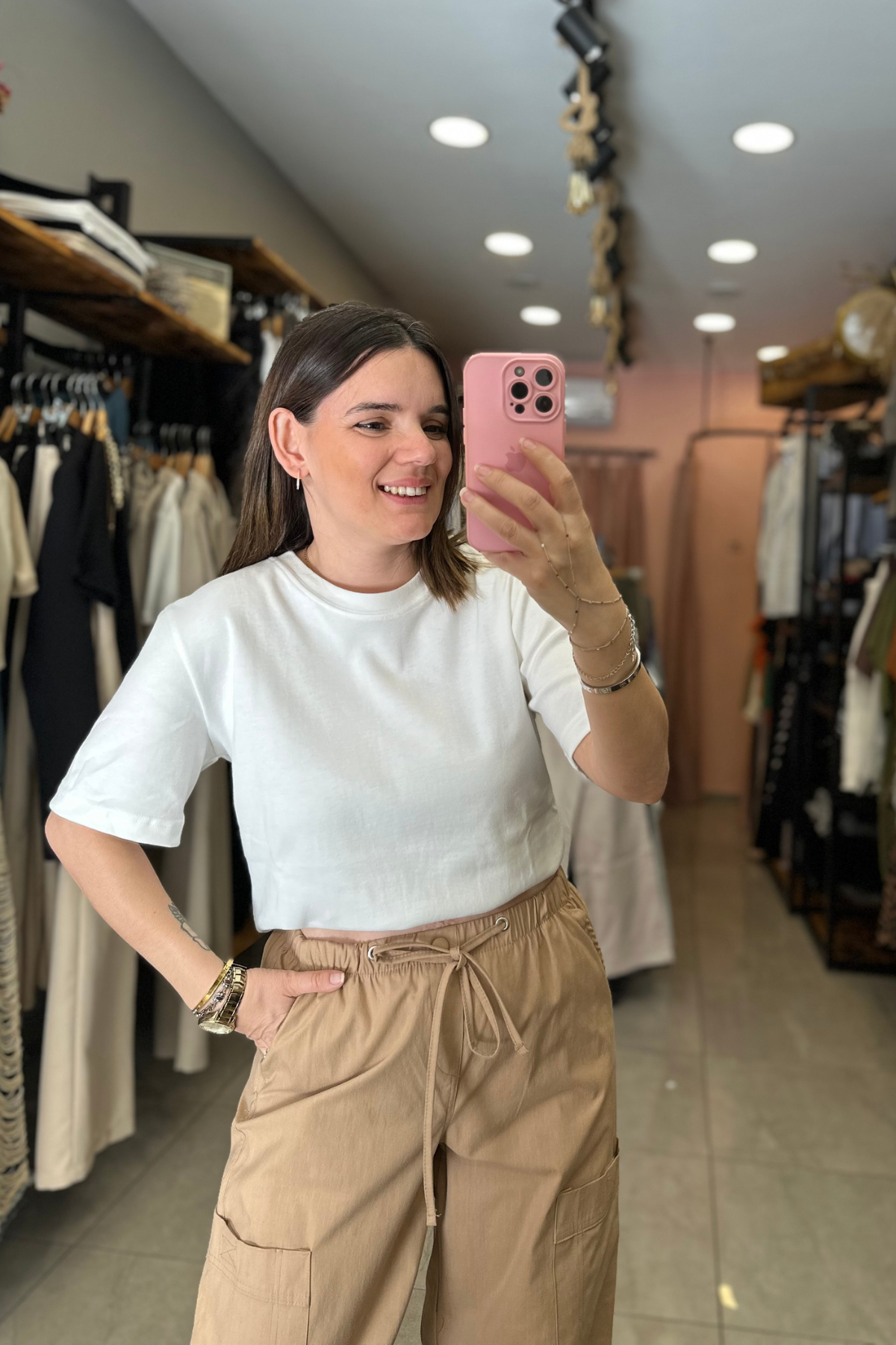 Beyaz Tok Kumaş Beyaz Bisiklet Yaka Tşört