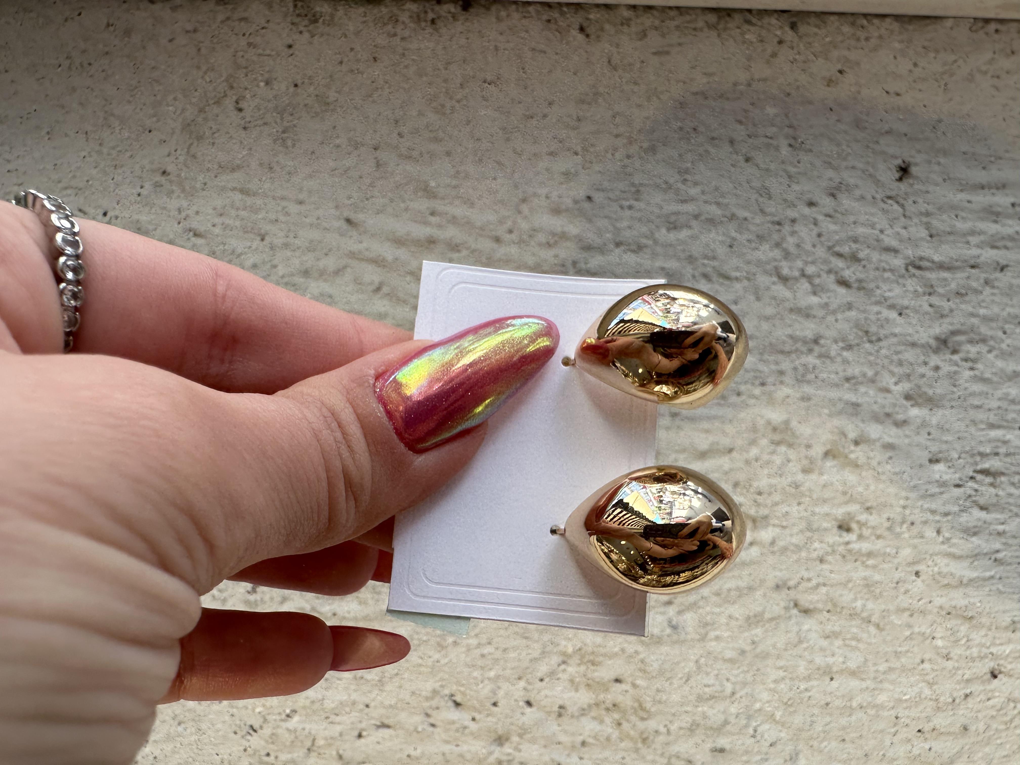 Bombeli Çelik Gold Küpe