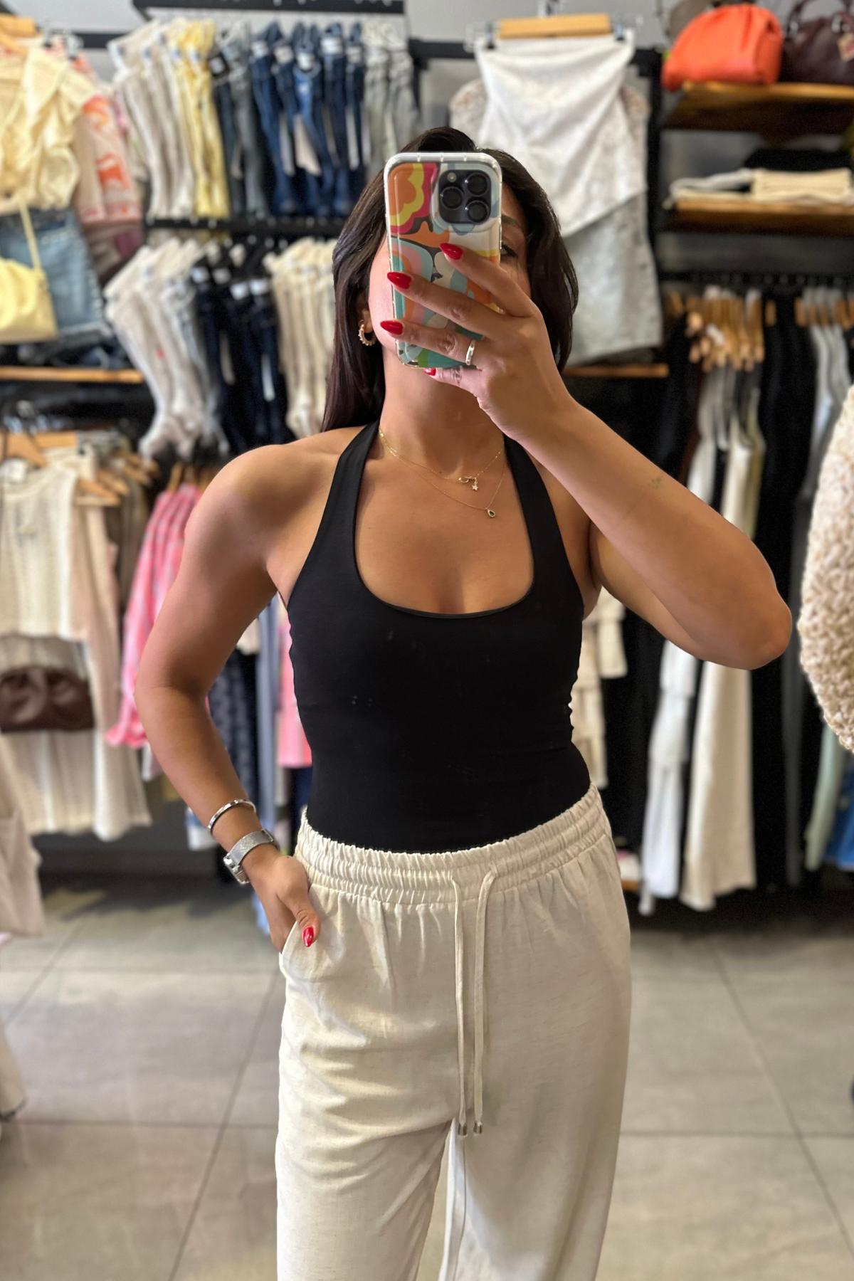 Boyundan Bağlamalı Bluz -  Siyah