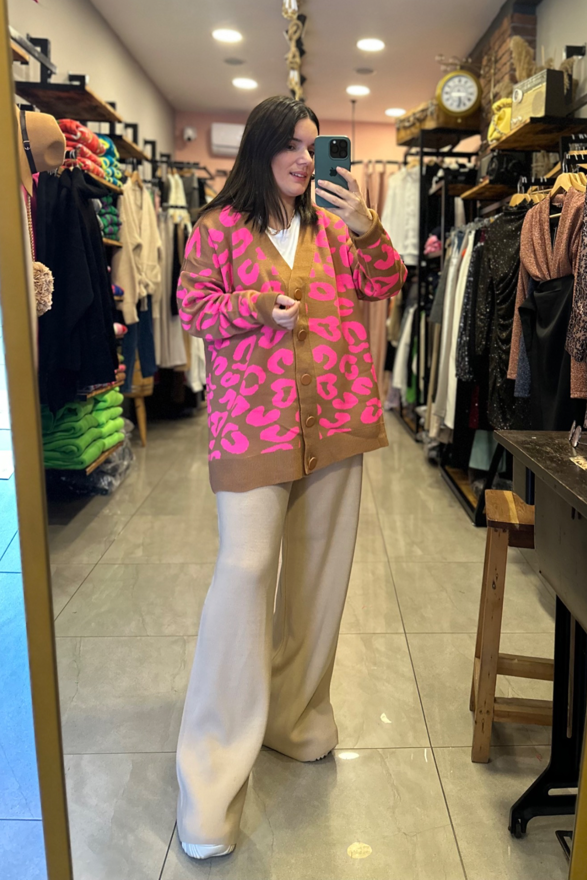 Camel beli lastikli triko pantolon