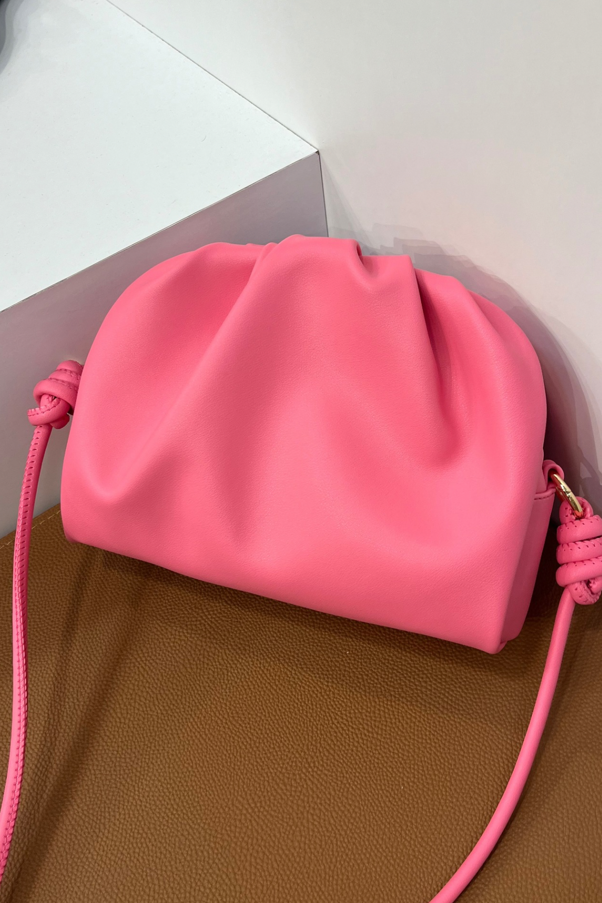 Çapraz Yumuşak Dokulu Çanta (pembe)