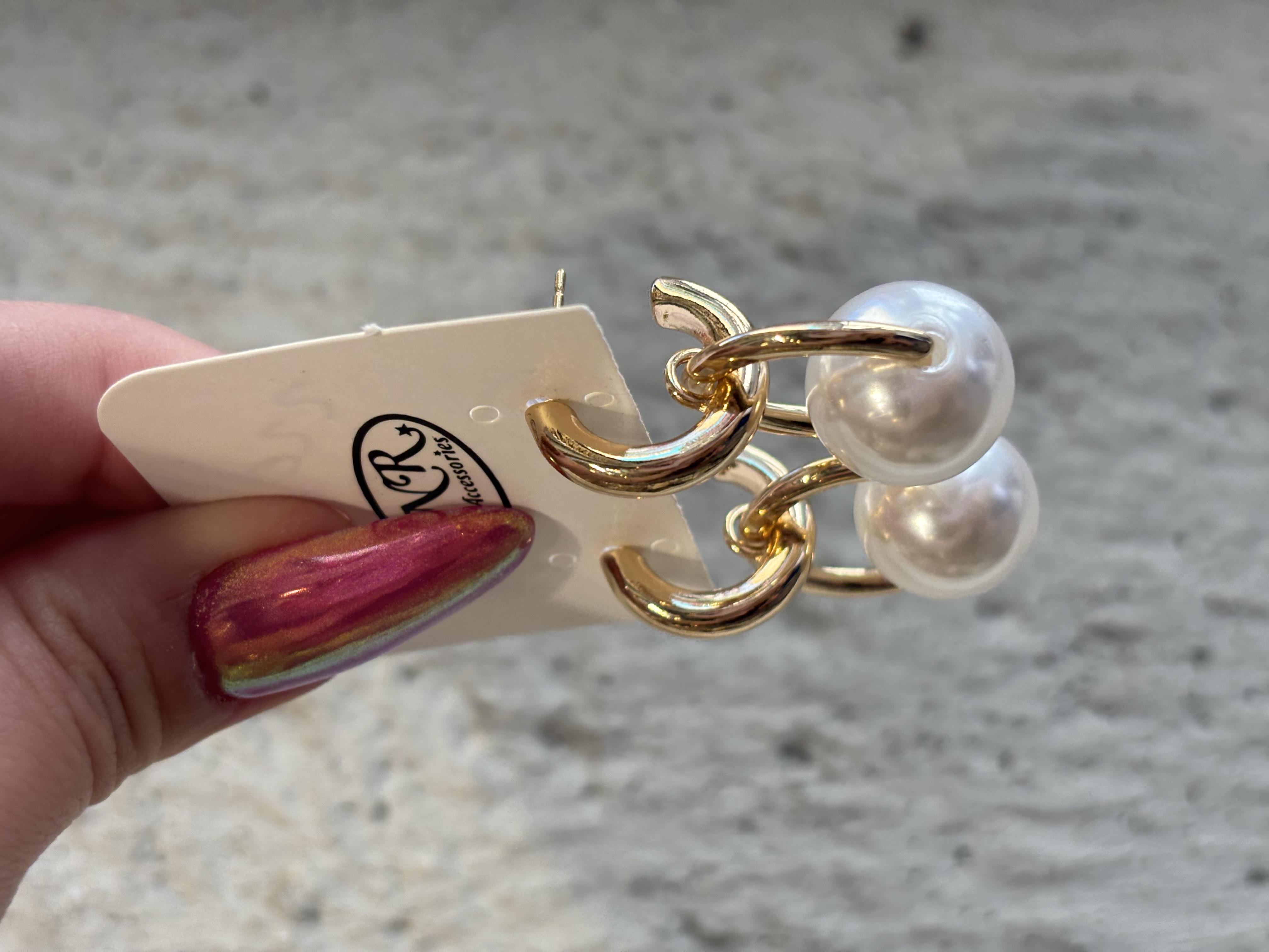 Çelik Gold İncili Küpe