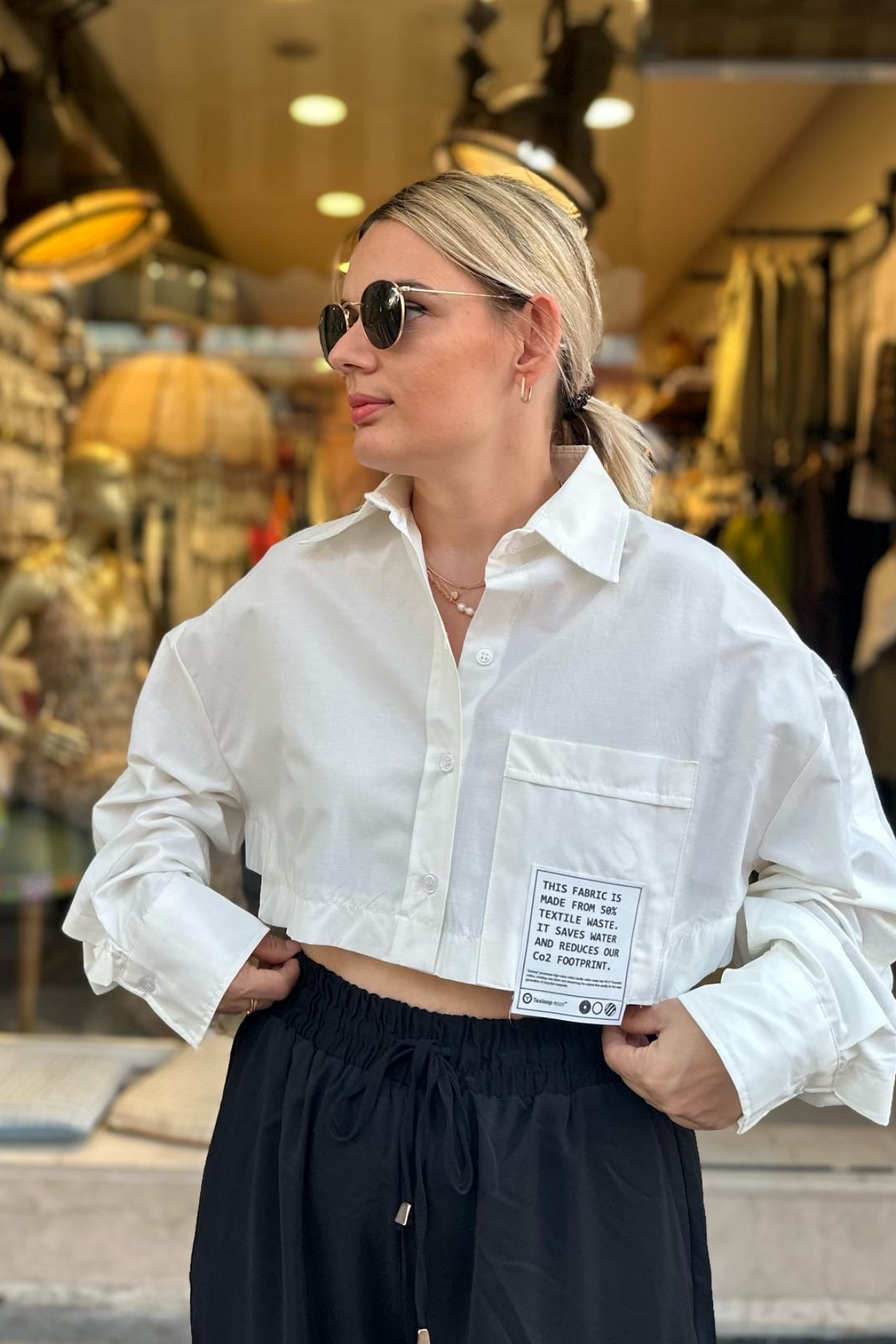 Cep Detay Crop Gömlek