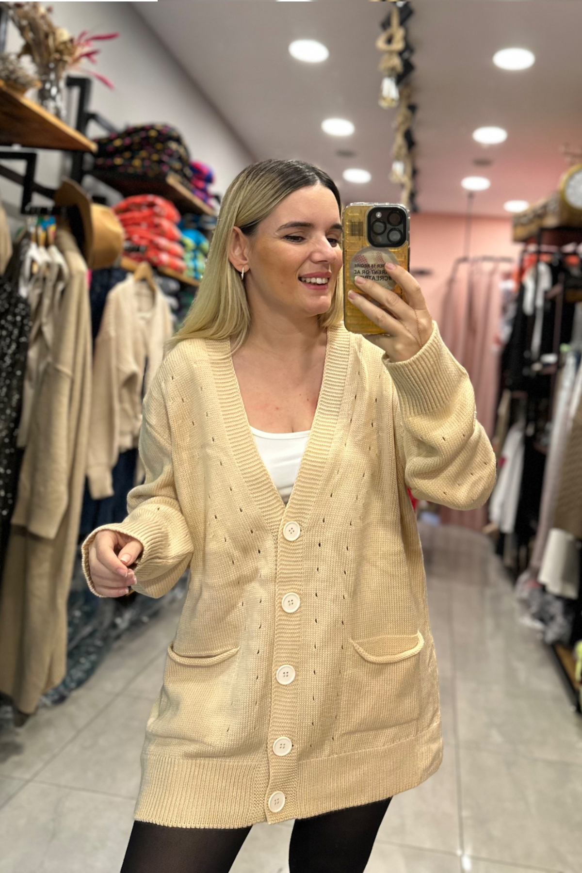 Cep detay triko hırka