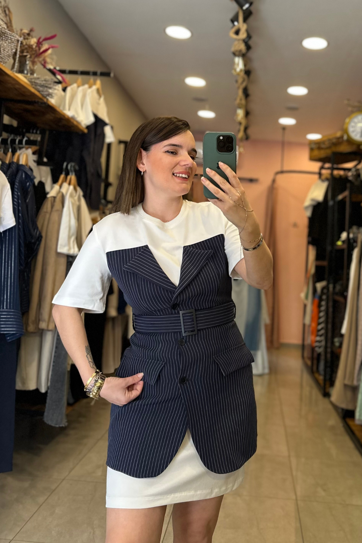 Çift Parça Görünümlü Tasarım Elbise