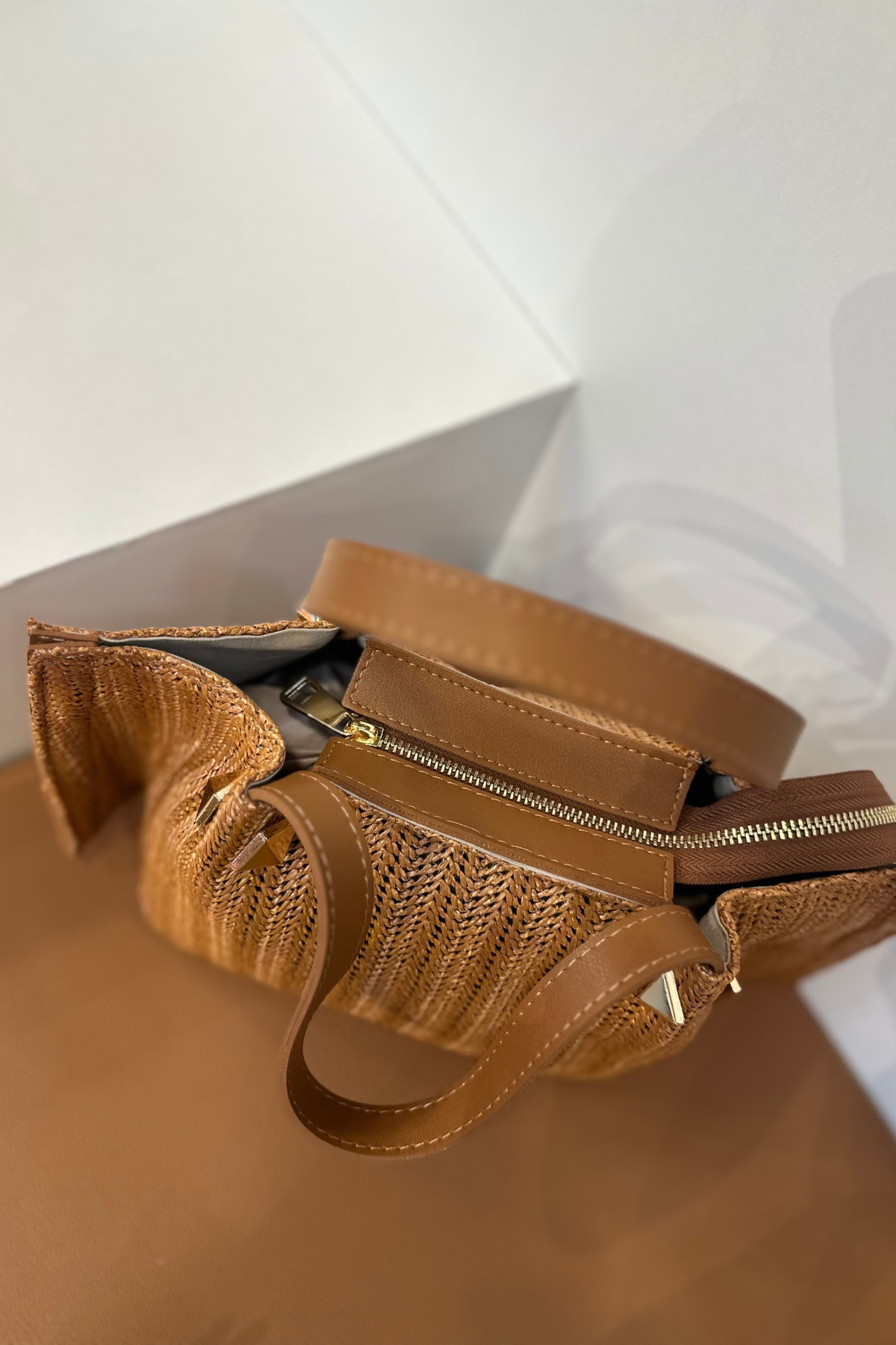 Çift Saplı Hasır Çanta 