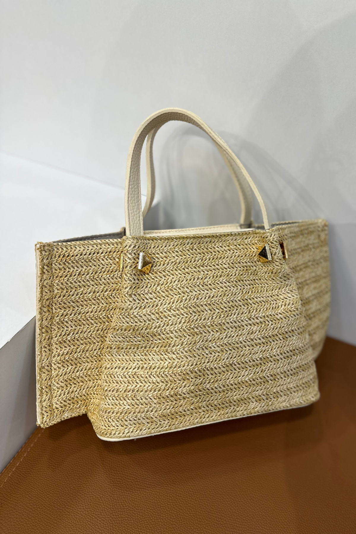 Çift Saplı Hasır Çanta