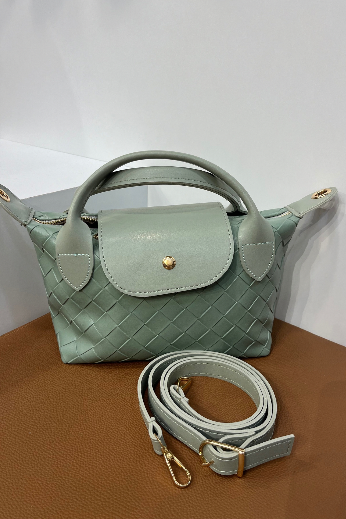 Çift Saplı Kapaklı Çanta (mint)