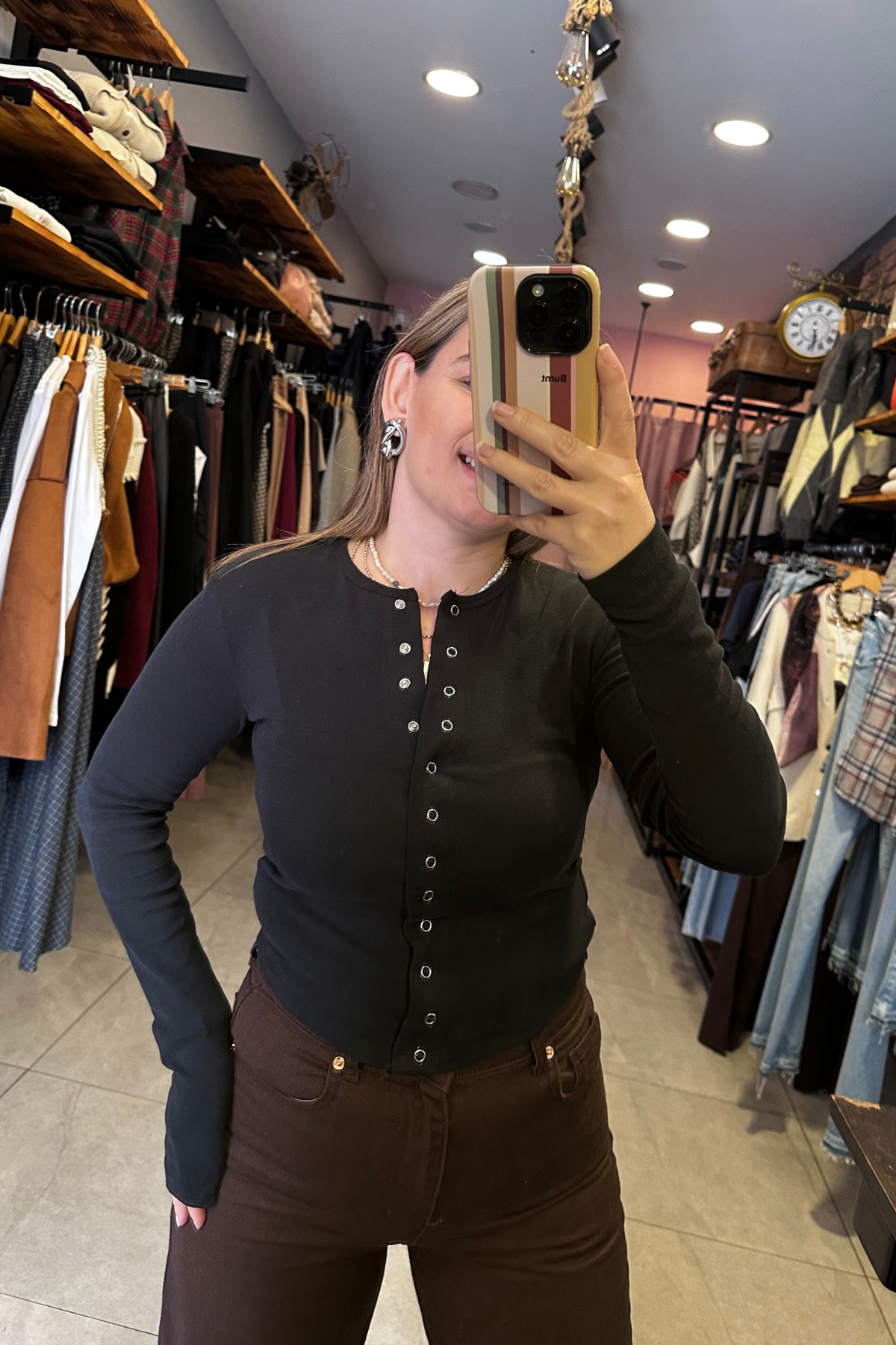 Çıtçıtlı Body - Siyah