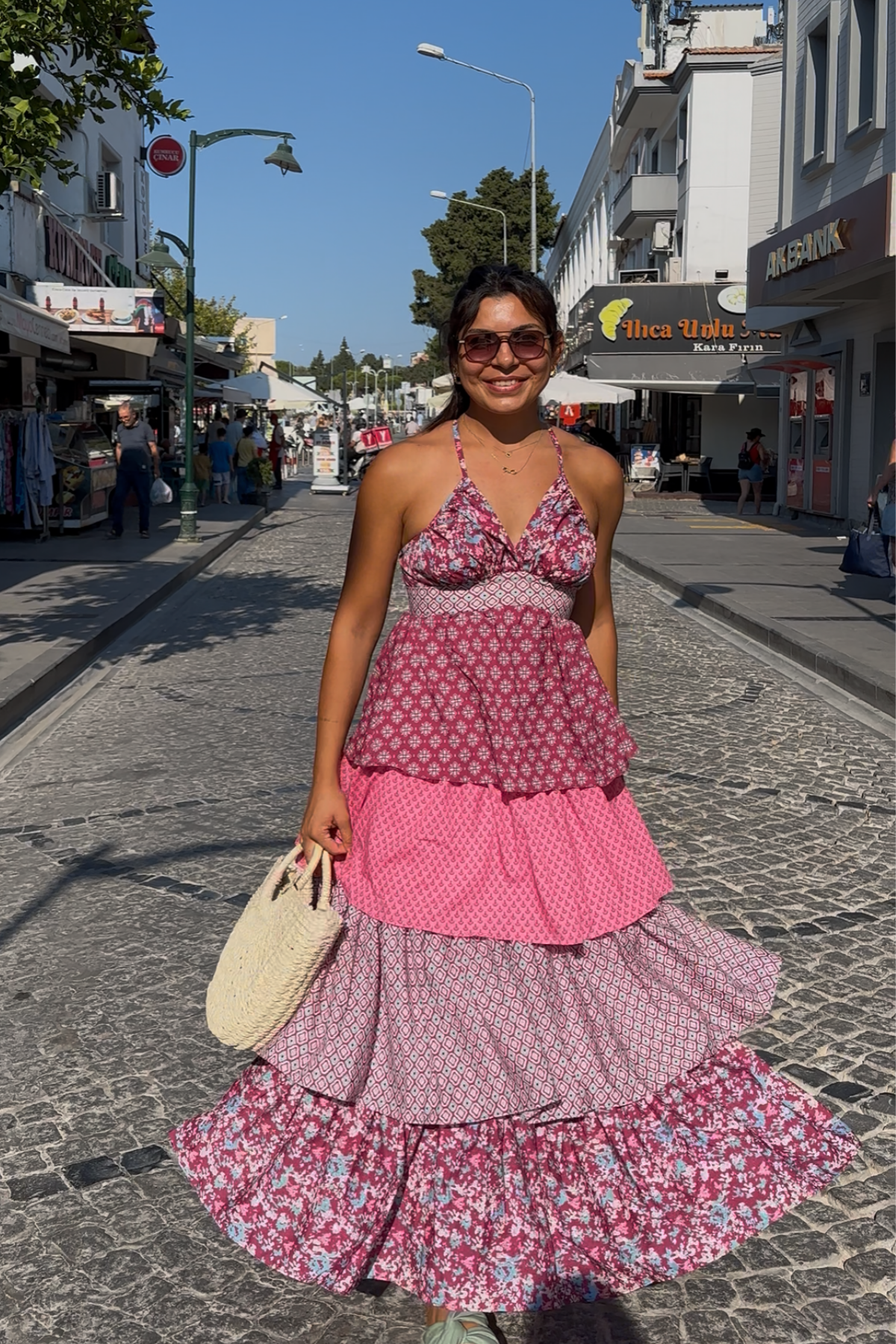 Çıtır Desen Kat Kat Elbise 