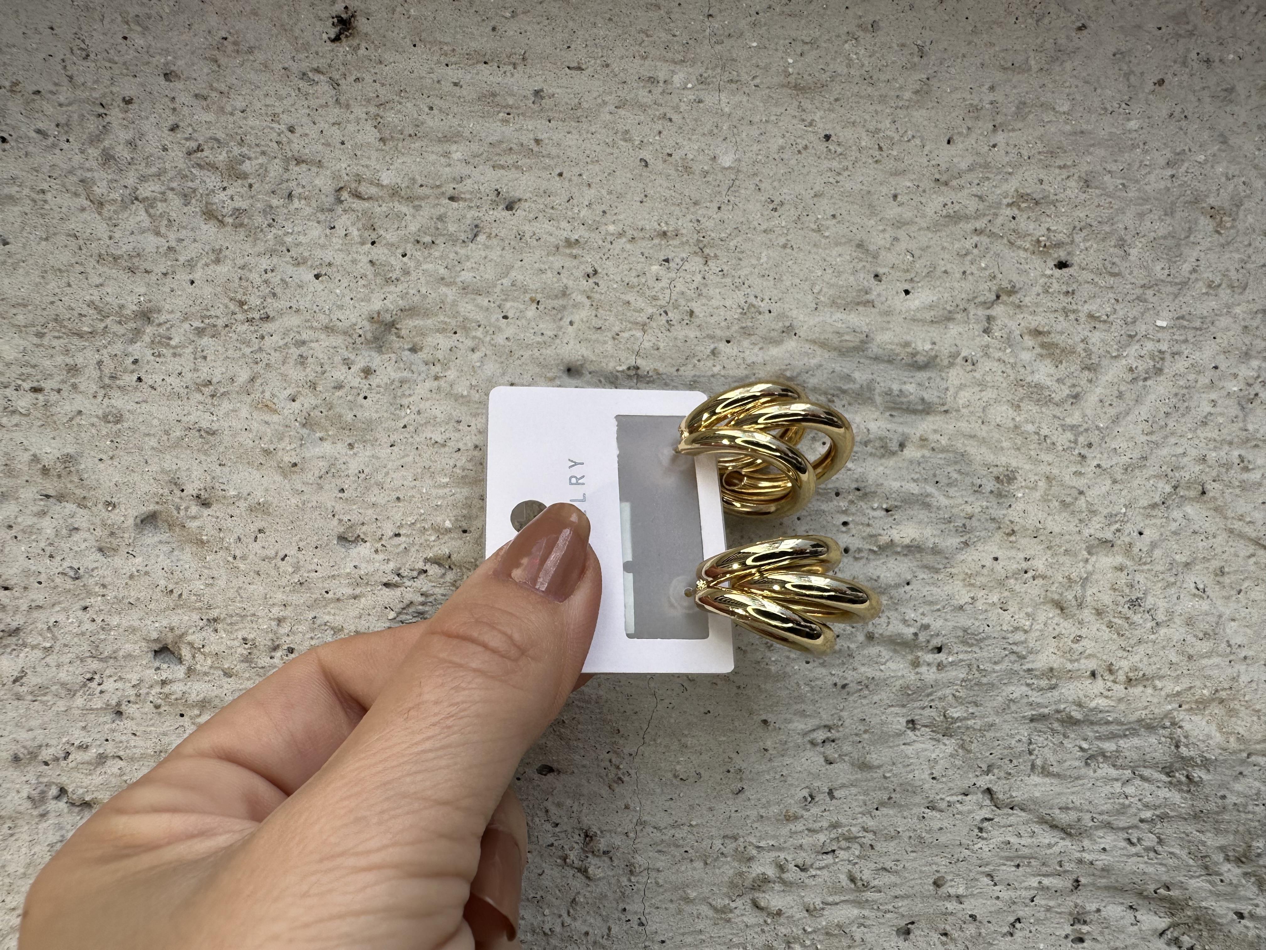 Çoklu Model Gold Renk Çelik Halka Küpe