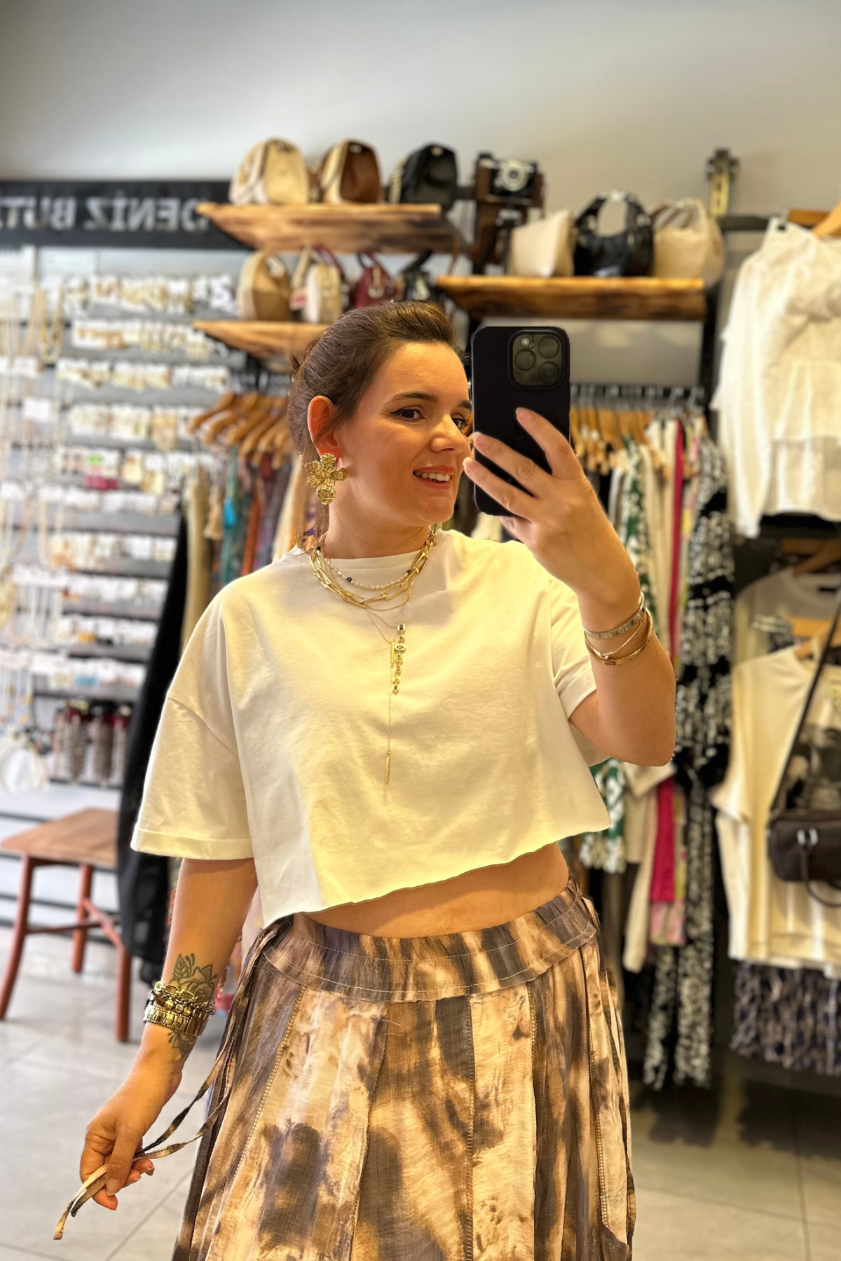 Crop Basic Kısa Kollu - Beyaz