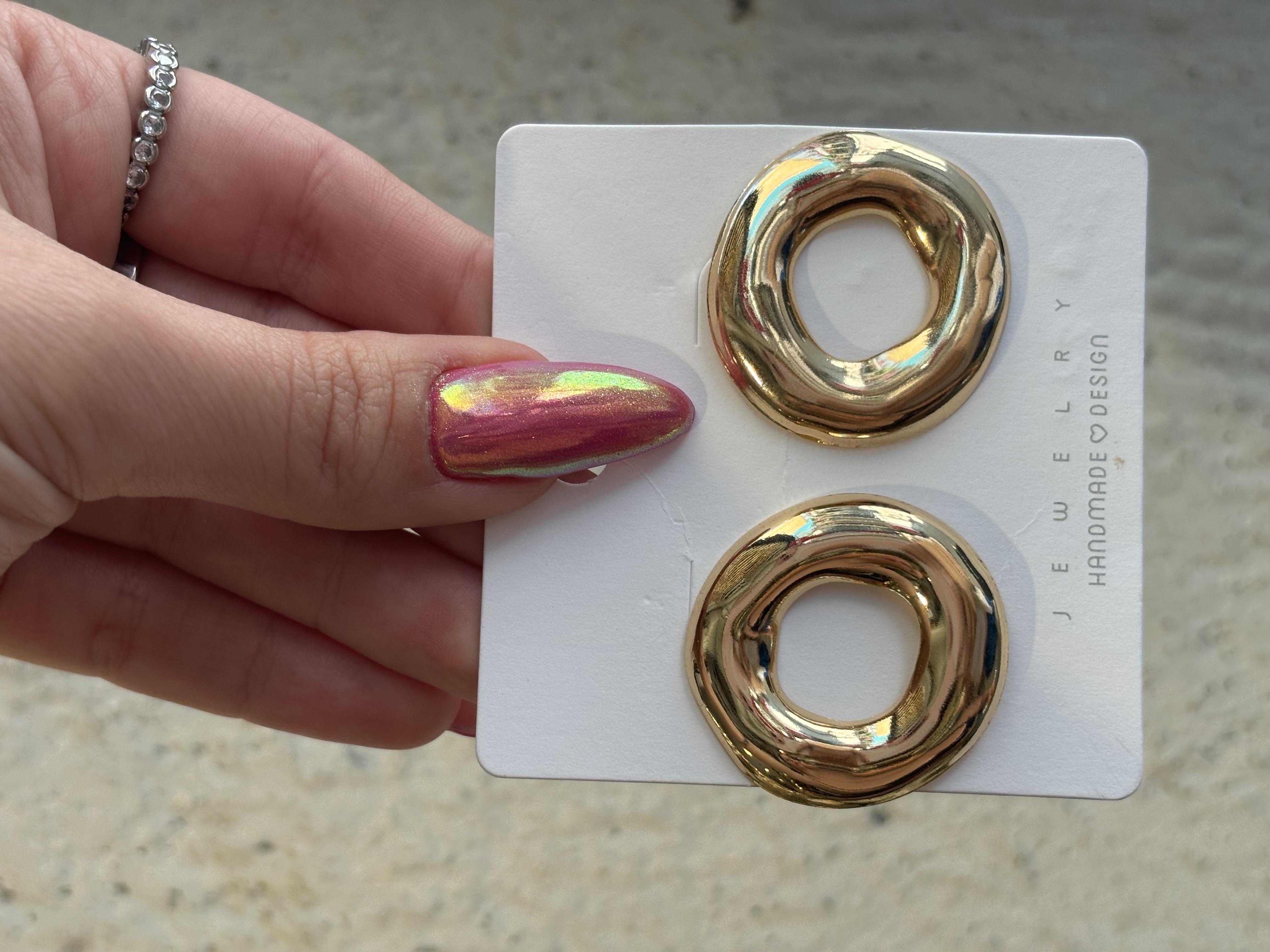 Daire Halka Gold Çelik Küpe