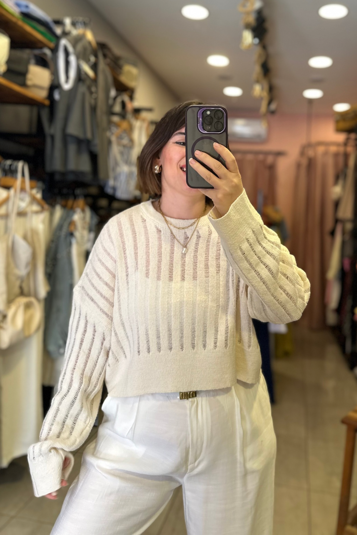 Delikli Kaşmir Dokulu Triko 