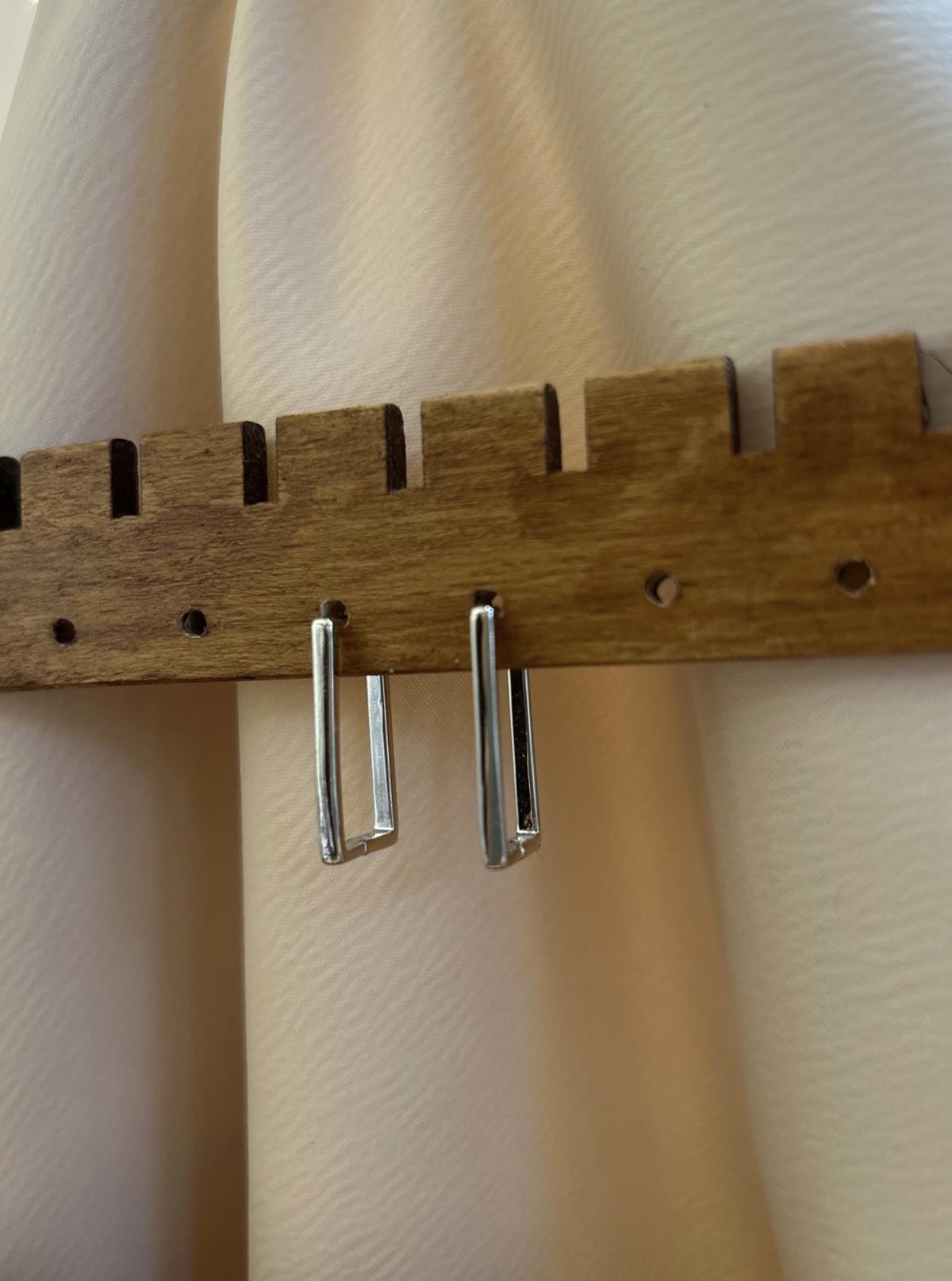 Dikdörtgen Küpe - Gümüş Renk