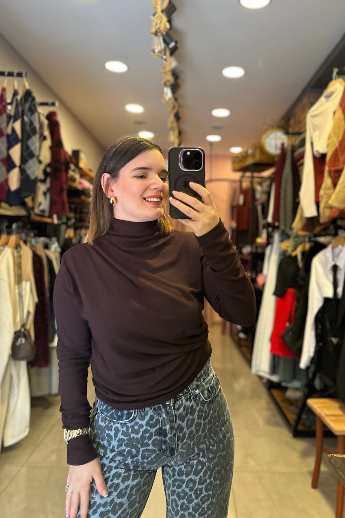 Drapeli Balıkçı Bluz - acı kahve