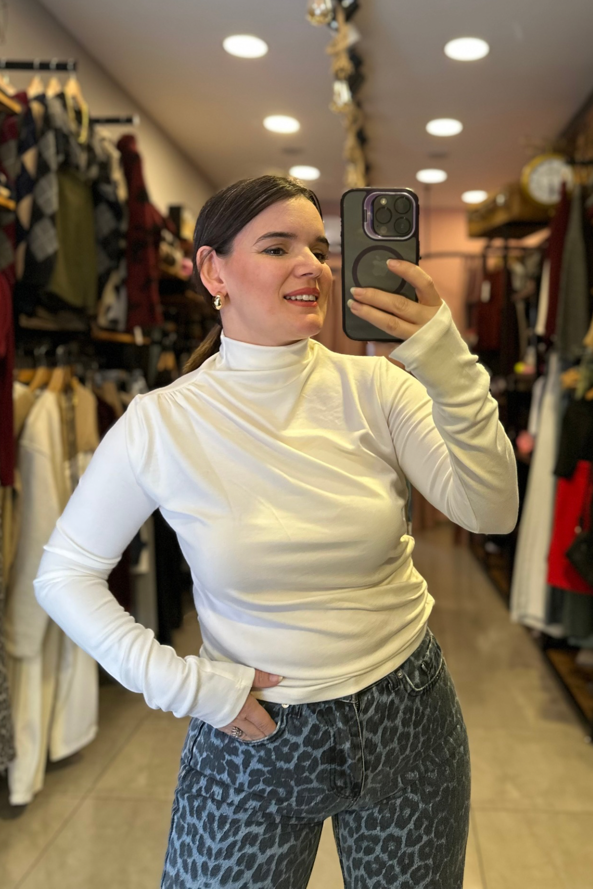 Drapeli Balıkçı Bluz - Beyaz 