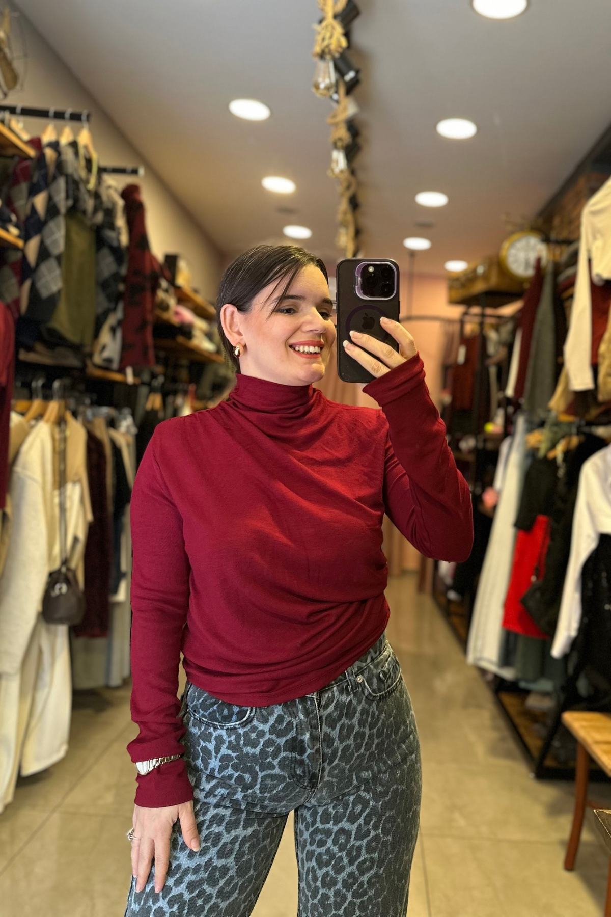 Drapeli Balıkçı Bluz - Bordo