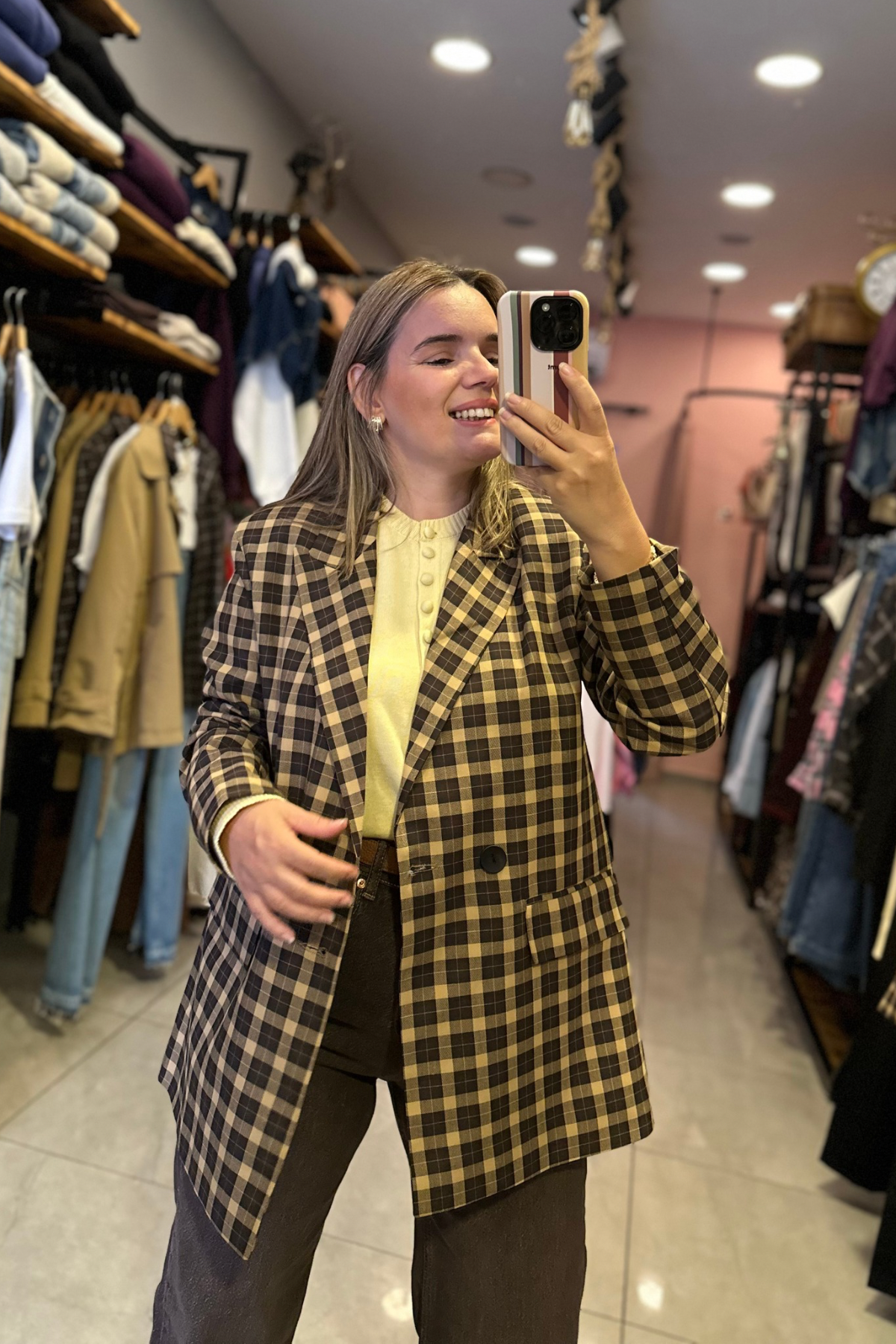 Ekoseli Blazer Ceket