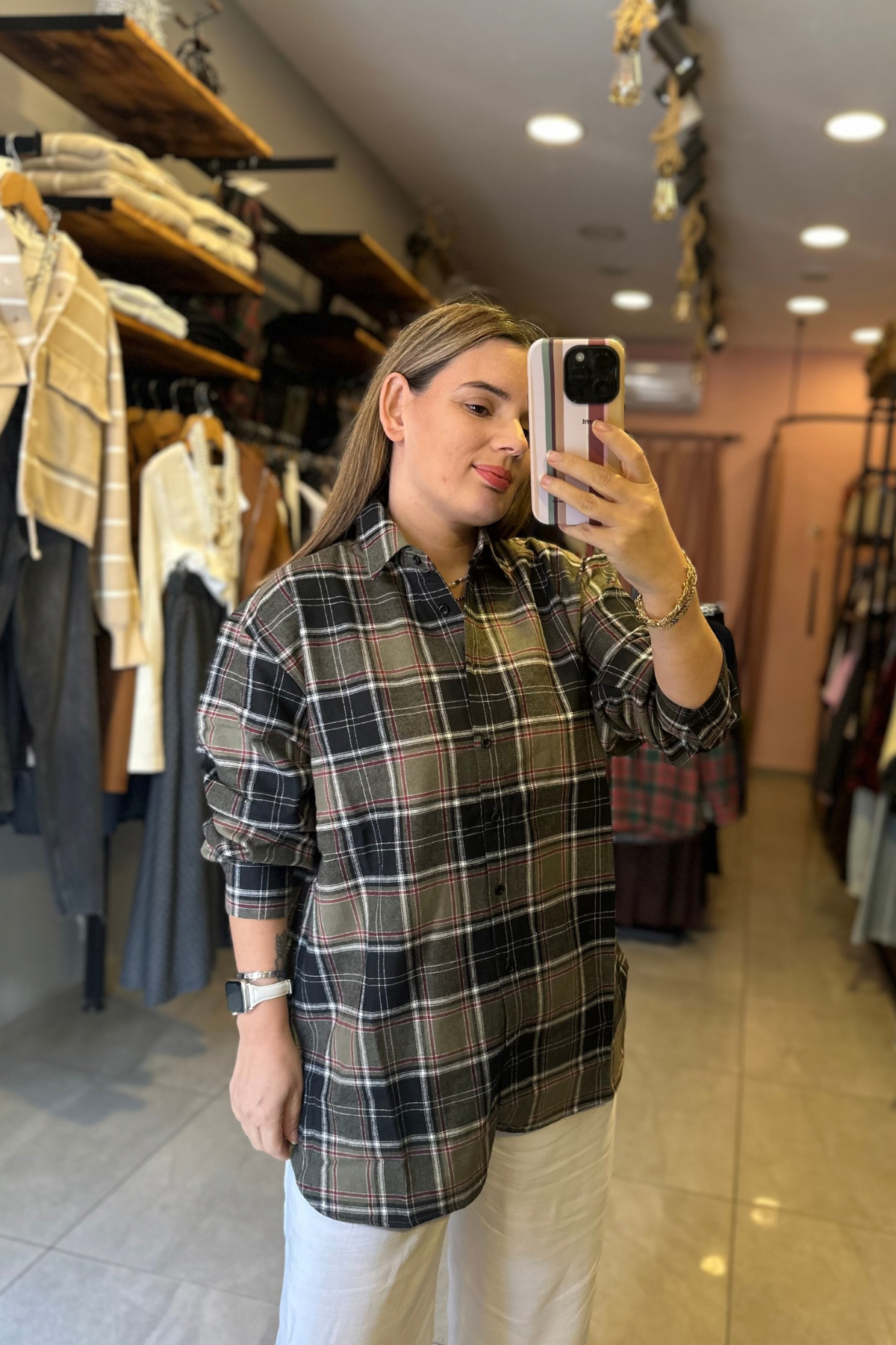 Ekoseli Gömlek - Yeşil