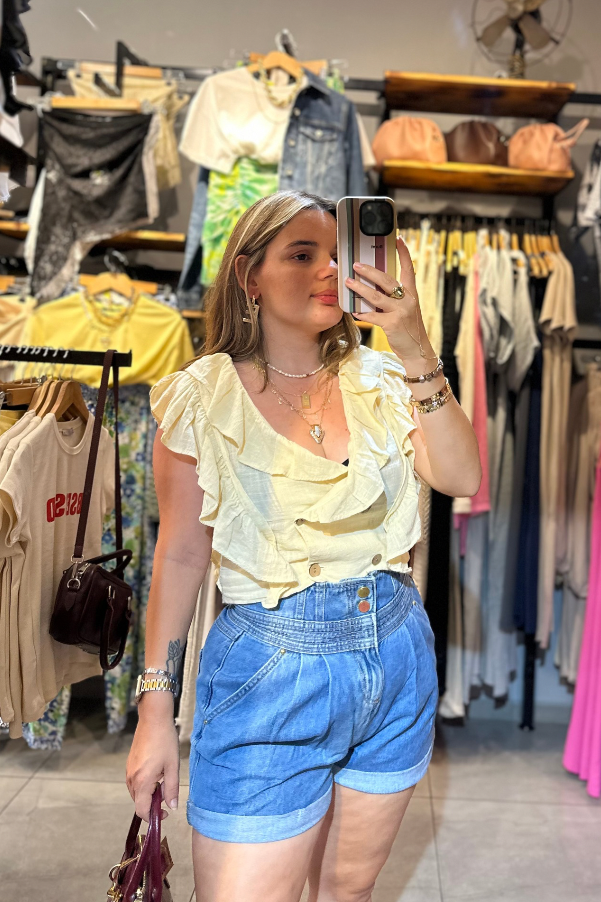 Fırfırlı Keten Yelek - Sarı