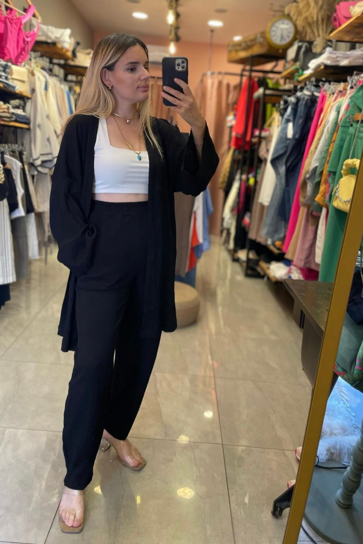 Gofre Kumaş Kimono Takım