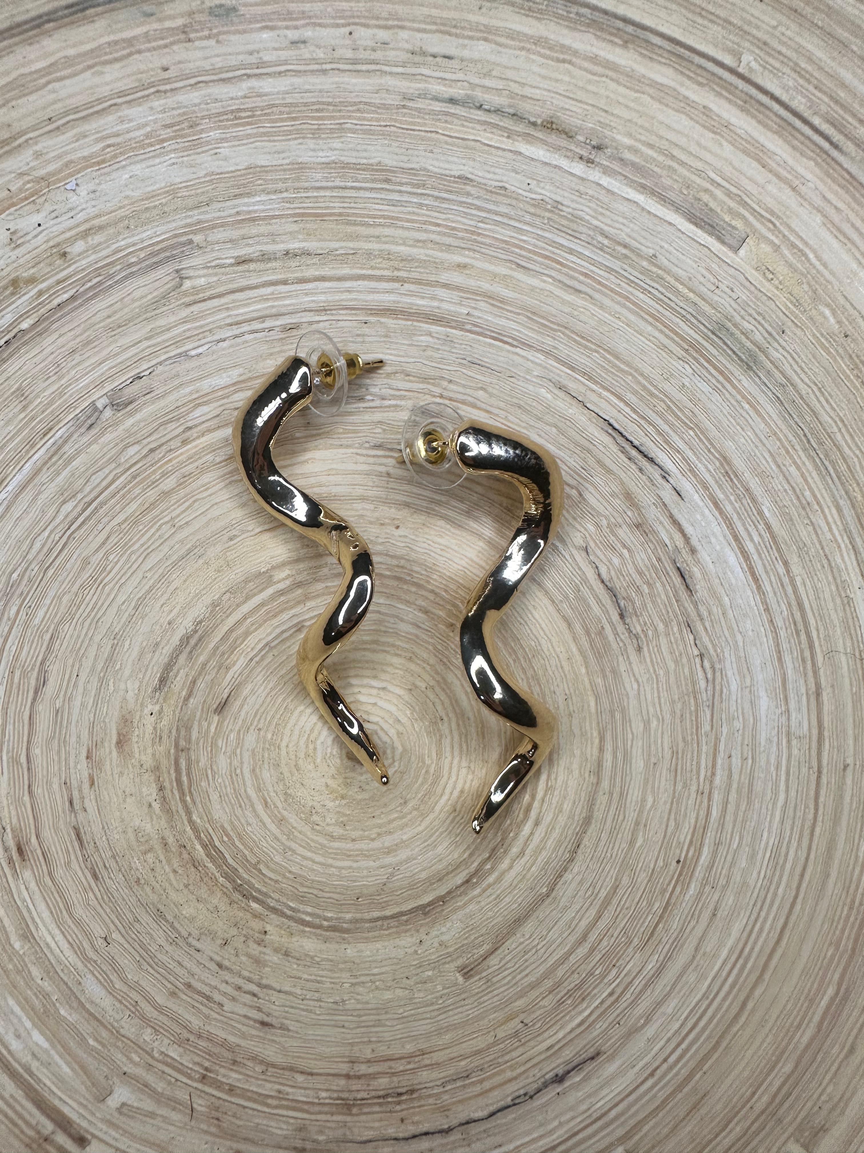gold asimetrik boru küpe