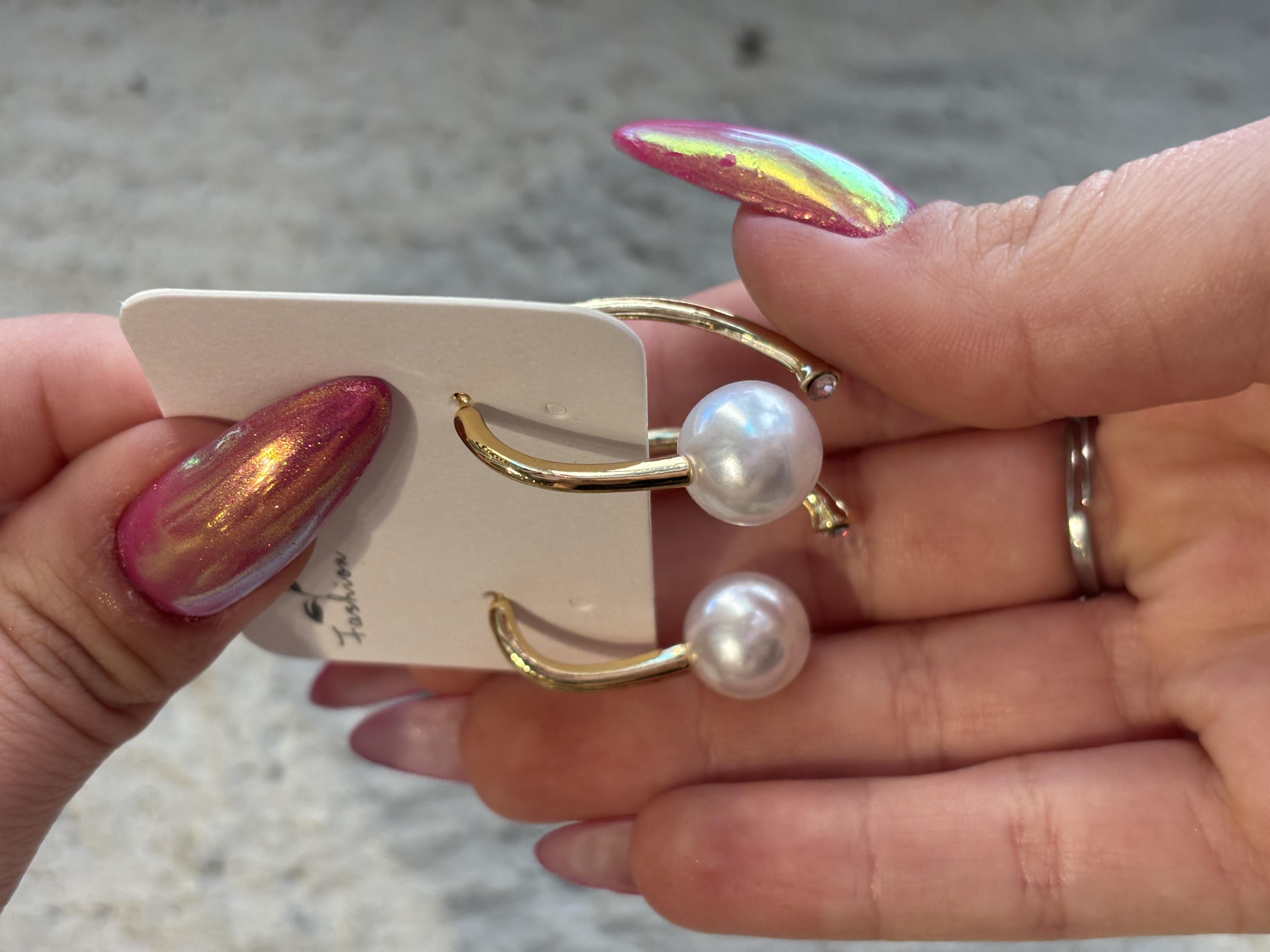 Gold İncili Çelik Küpe