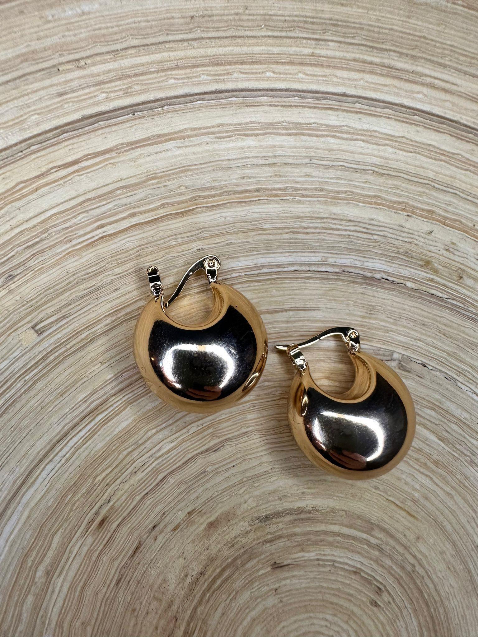 gold mini bombeli oval küpe