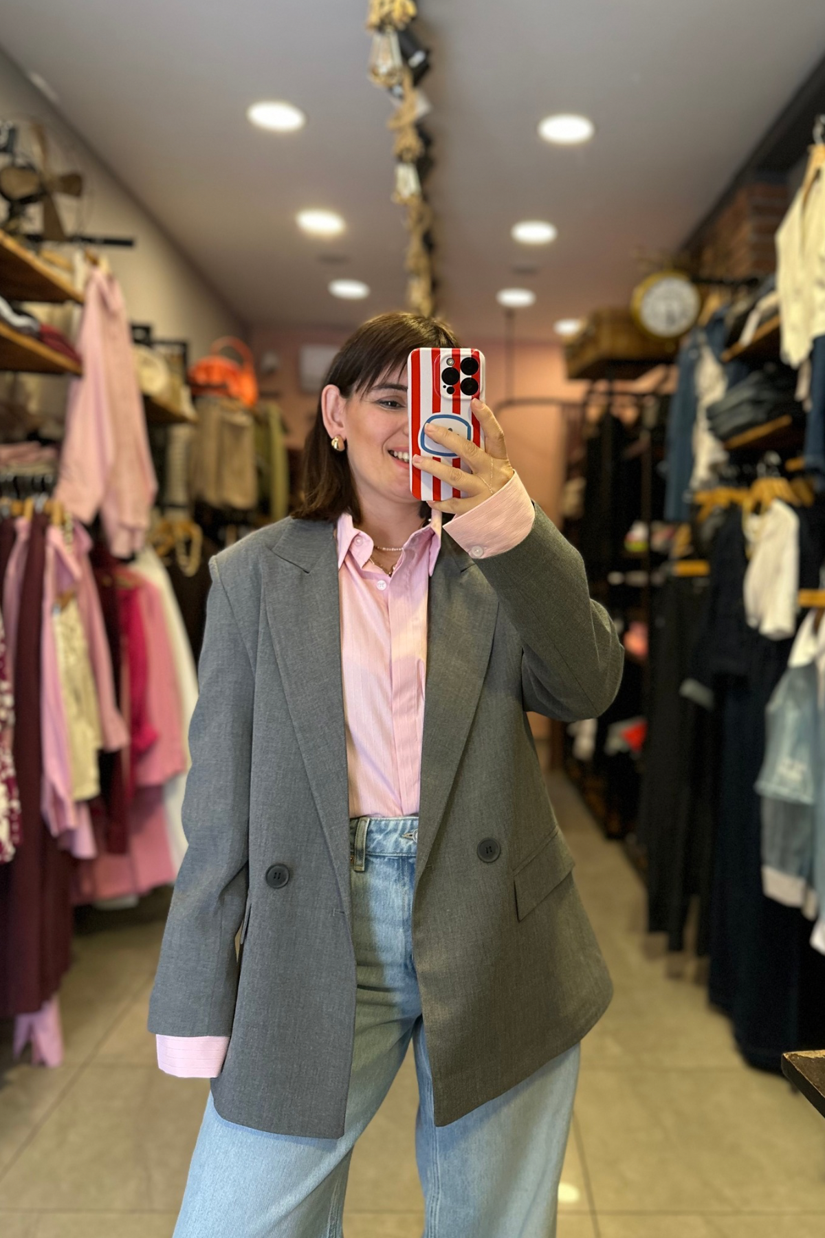 Gri Oversize Blazer Ceket