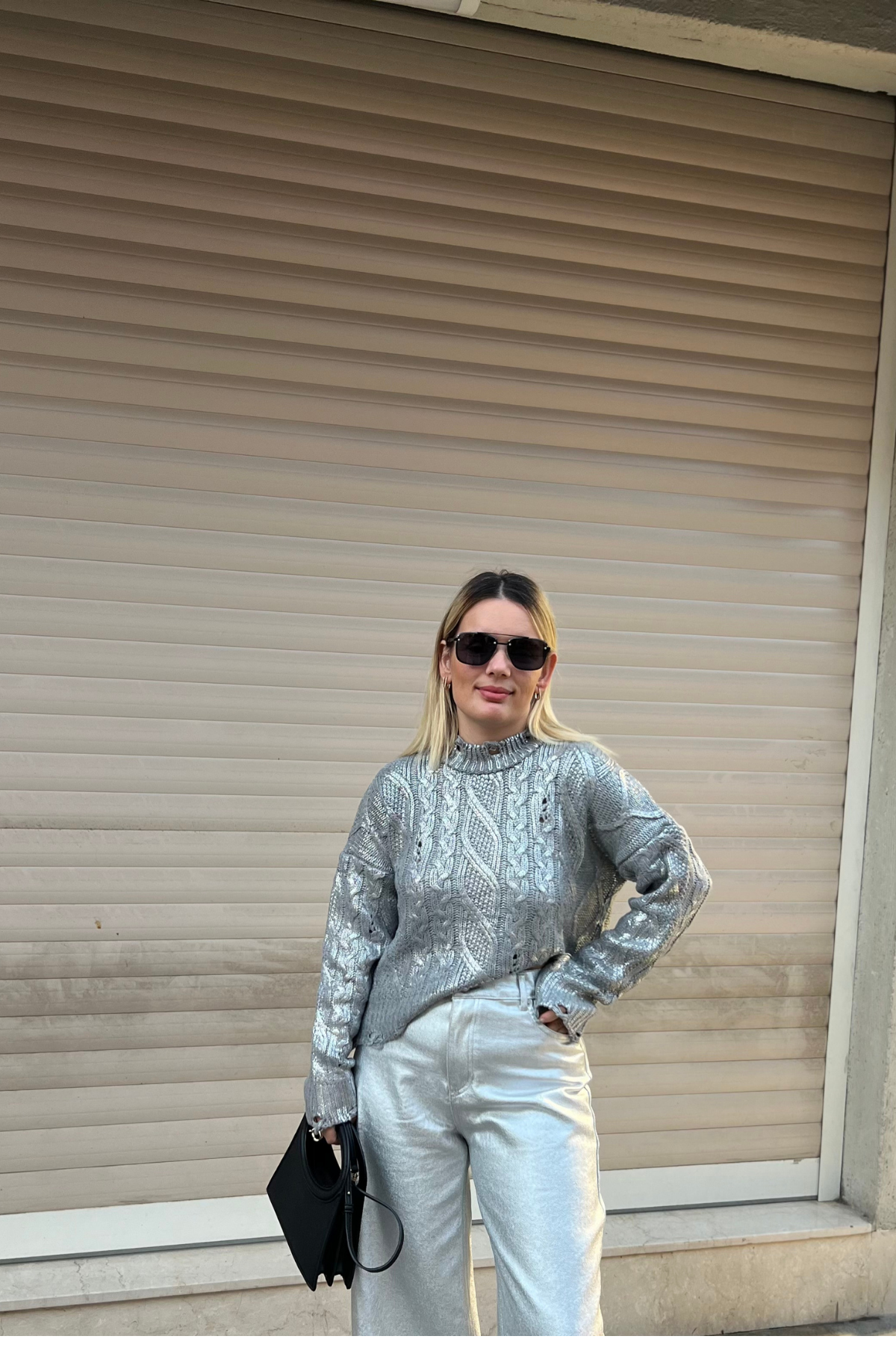 Gri varak kaplamalı triko