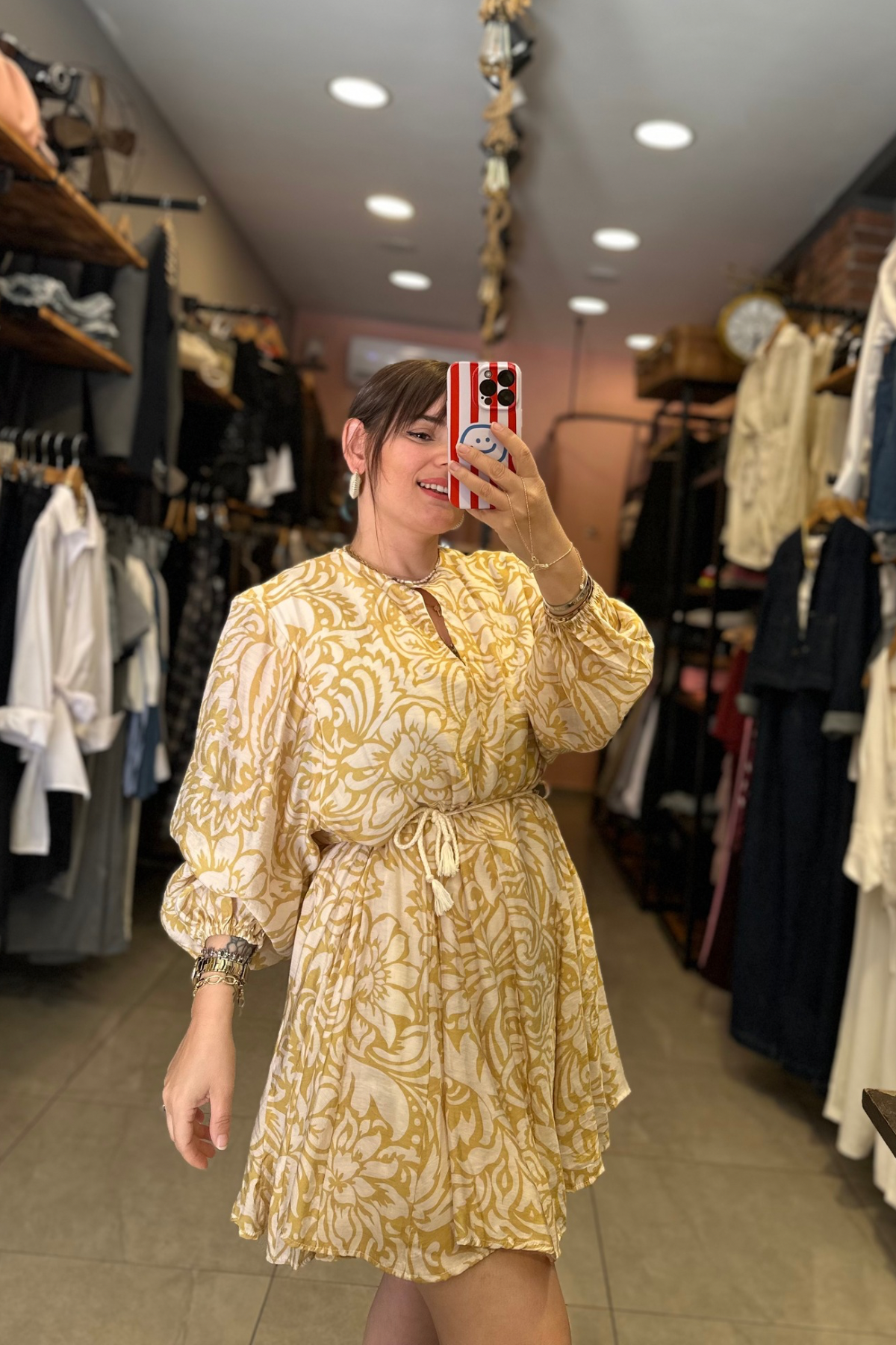 Hasır Kemerli Astarlı Elbise