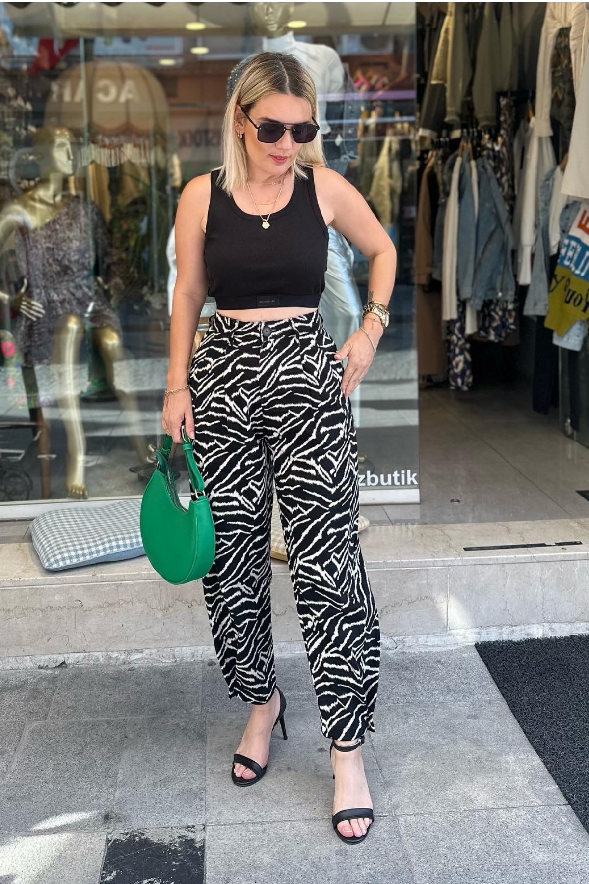 Havuç Gabardin Pantolon - zebra desen