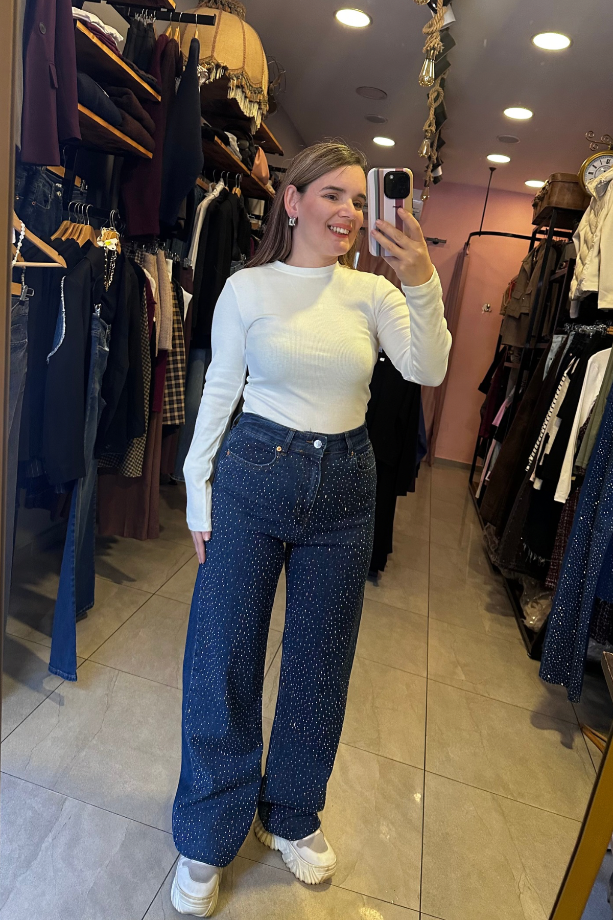 Işıltılı Mavi Palazzo Jean