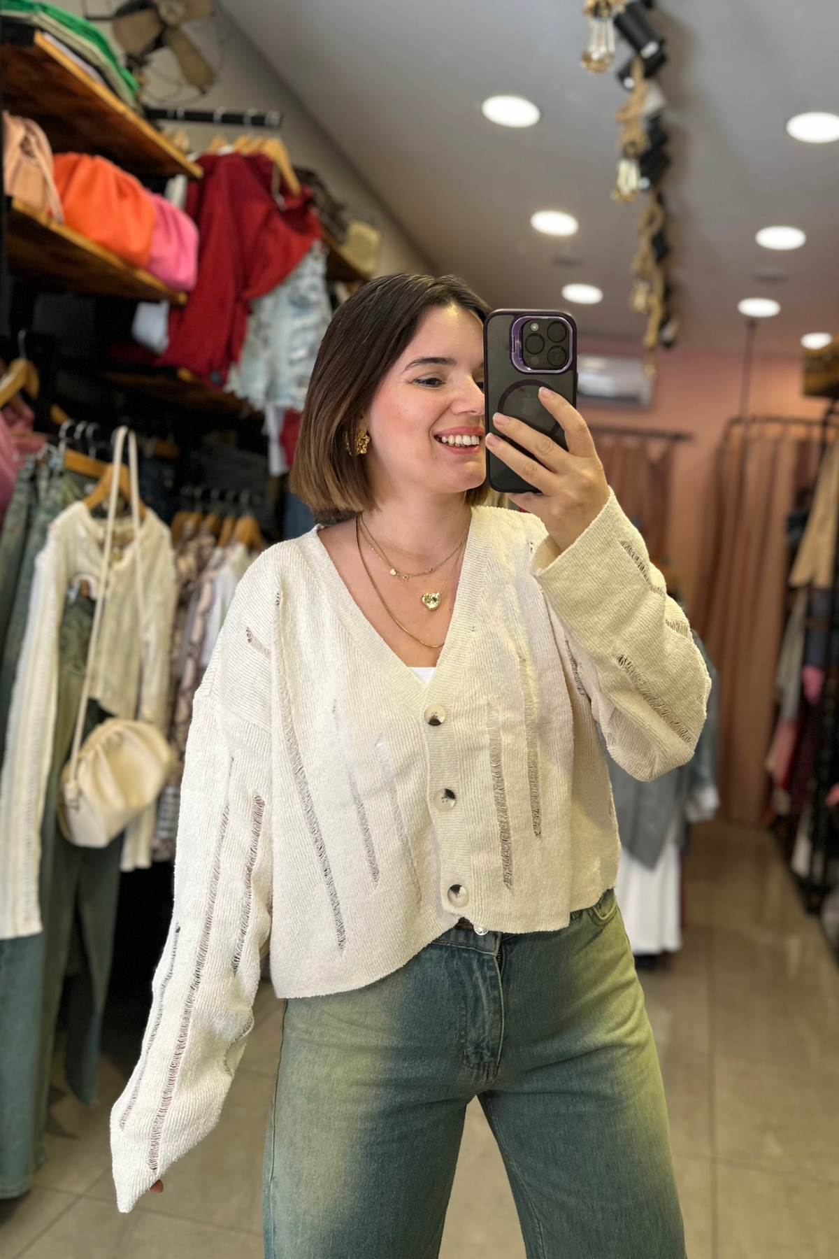 Kaşmir Dokulu Triko Hırka