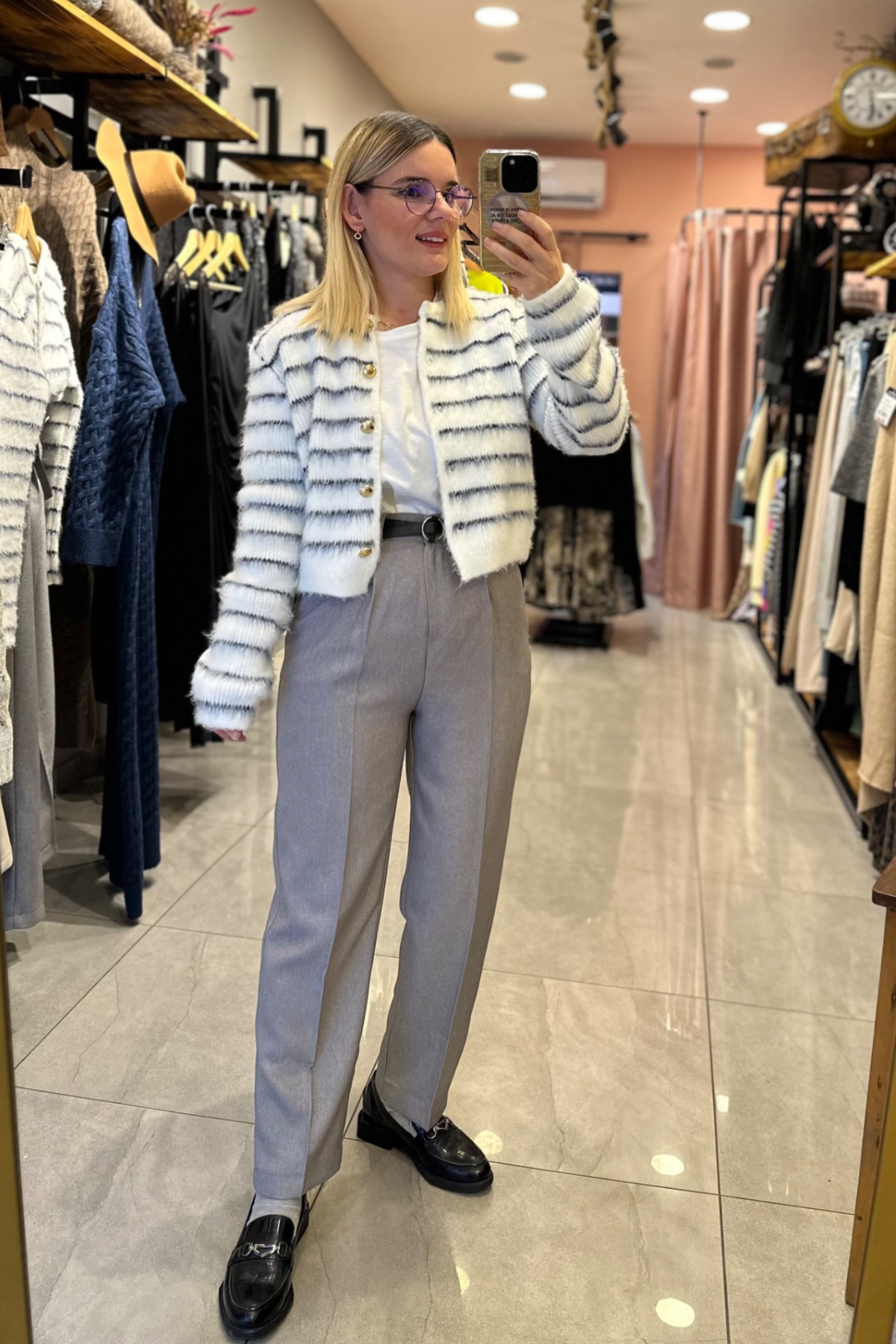 Kemerli Gri Pantolon