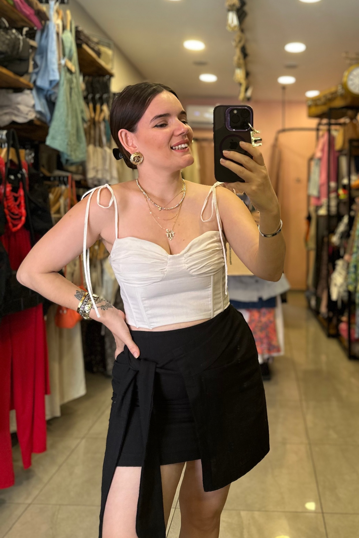 Keten Balenli Büstier - Ekru