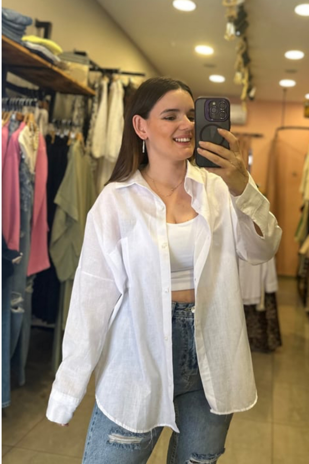 Keten Gömlek - Beyaz