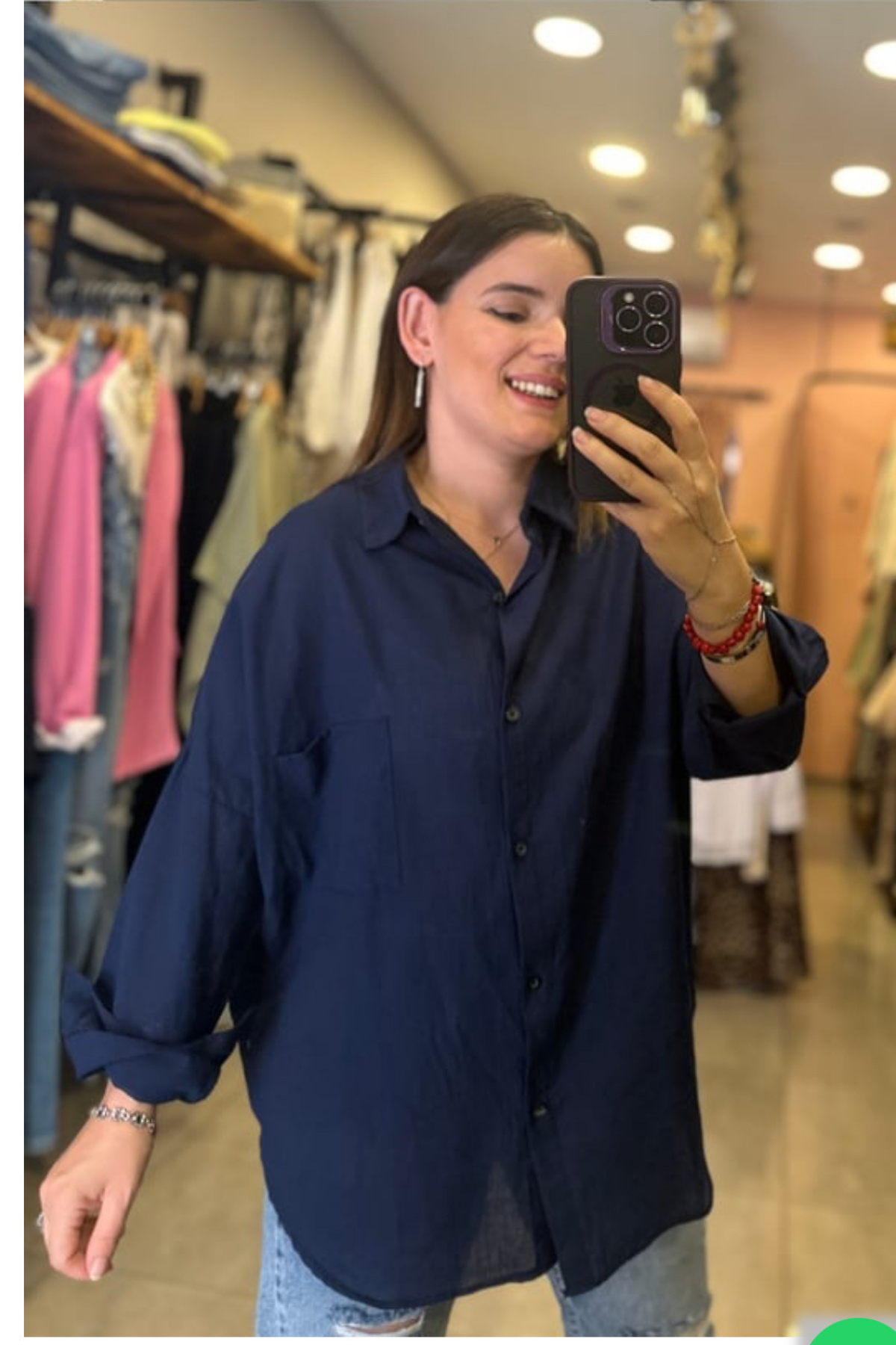 Keten Gömlek - Larcivert