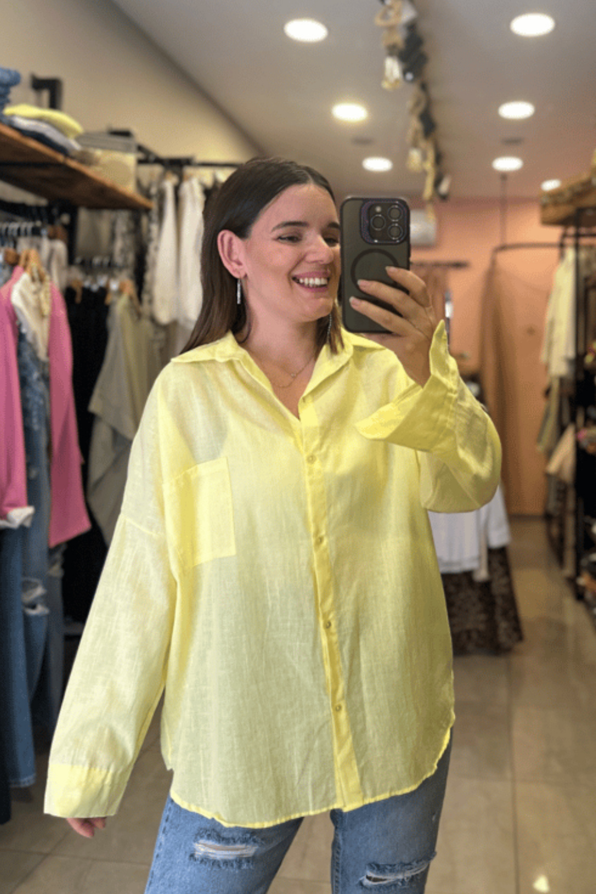 Keten Gömlek - Sarı