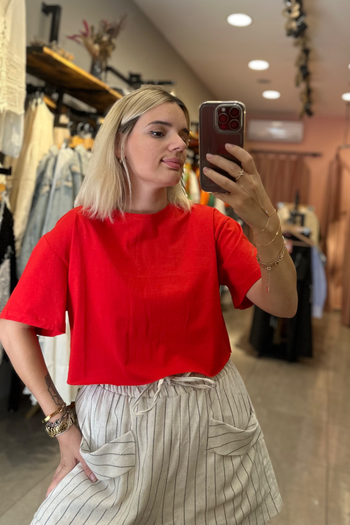 Kırmızı Crop Tşört