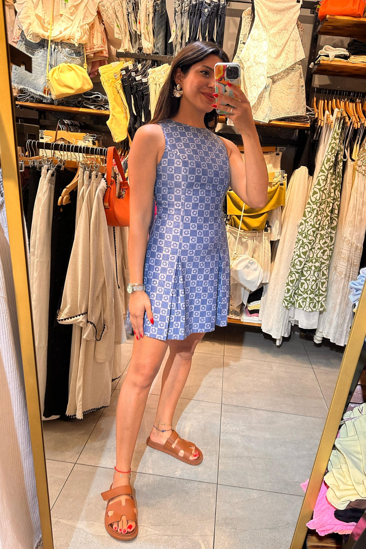 Kot Görünümlü Kumaş Elbise 