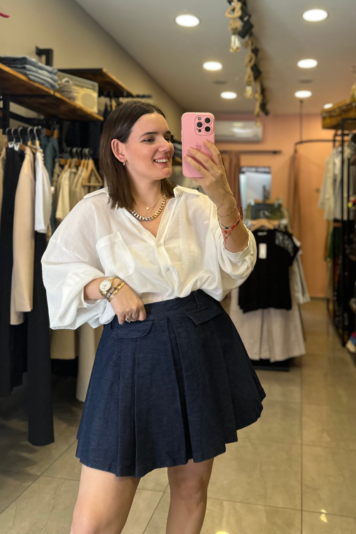 Lacivert Jean Şort Etek