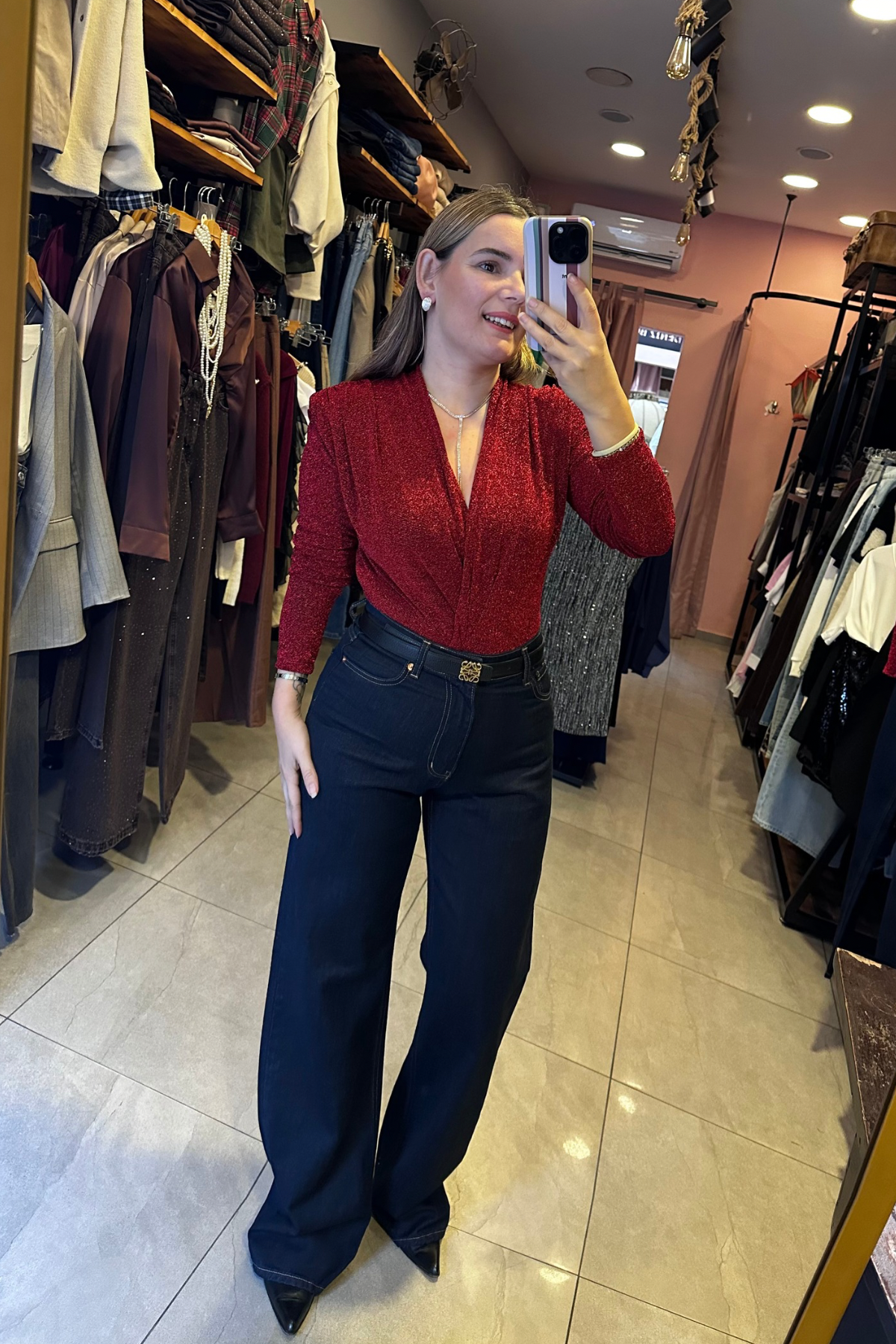 Lacivert Wide Leg Jean 