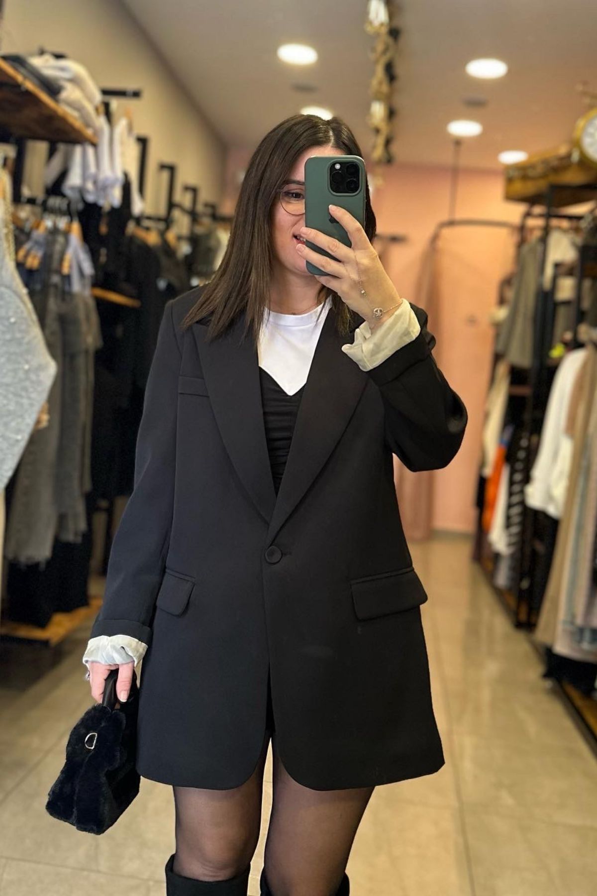 Marka Muadili Oversize Blazer Ceket - SİYAH